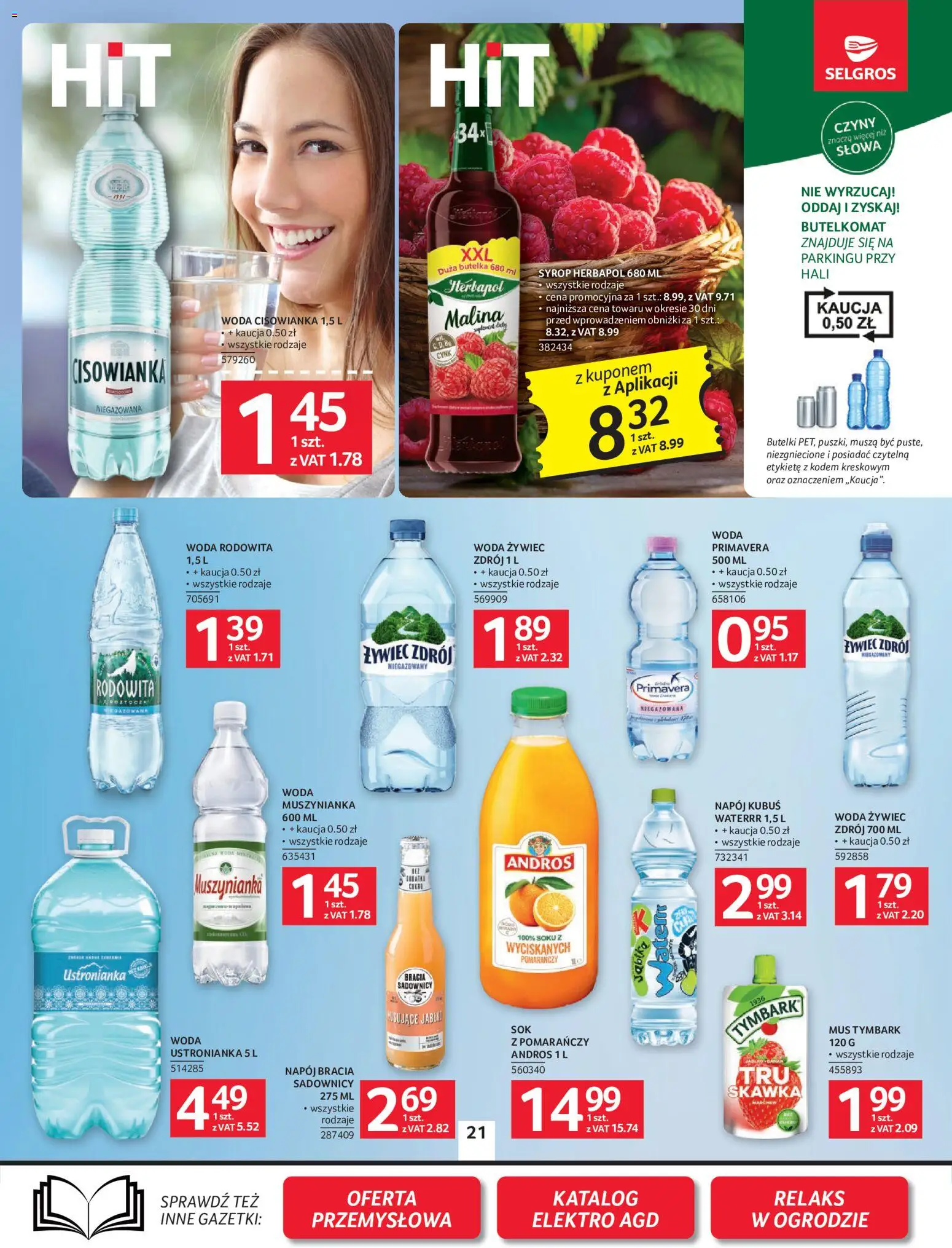 Selgros cash&carry gazetka od 07.05.2026 | Strona: 21 | Produkty: Syrop, Woda żywiec, Malina, Muszynianka