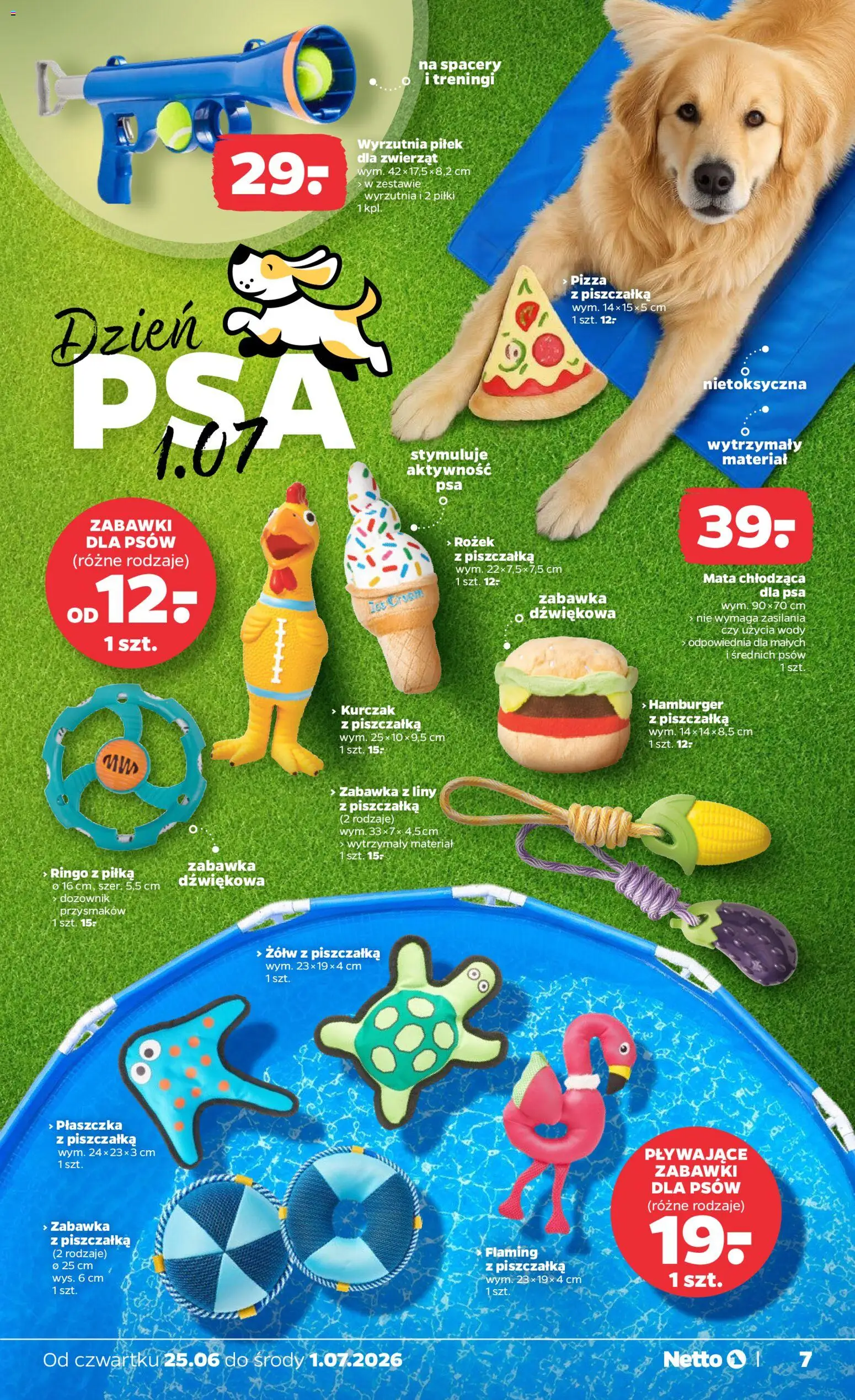 Netto gazetka od czwartku NonFood od 25.06.2026 | Strona: 7 | Produkty: Hamburger, Wyrzutnia, Zabawka dla psa, Pizza