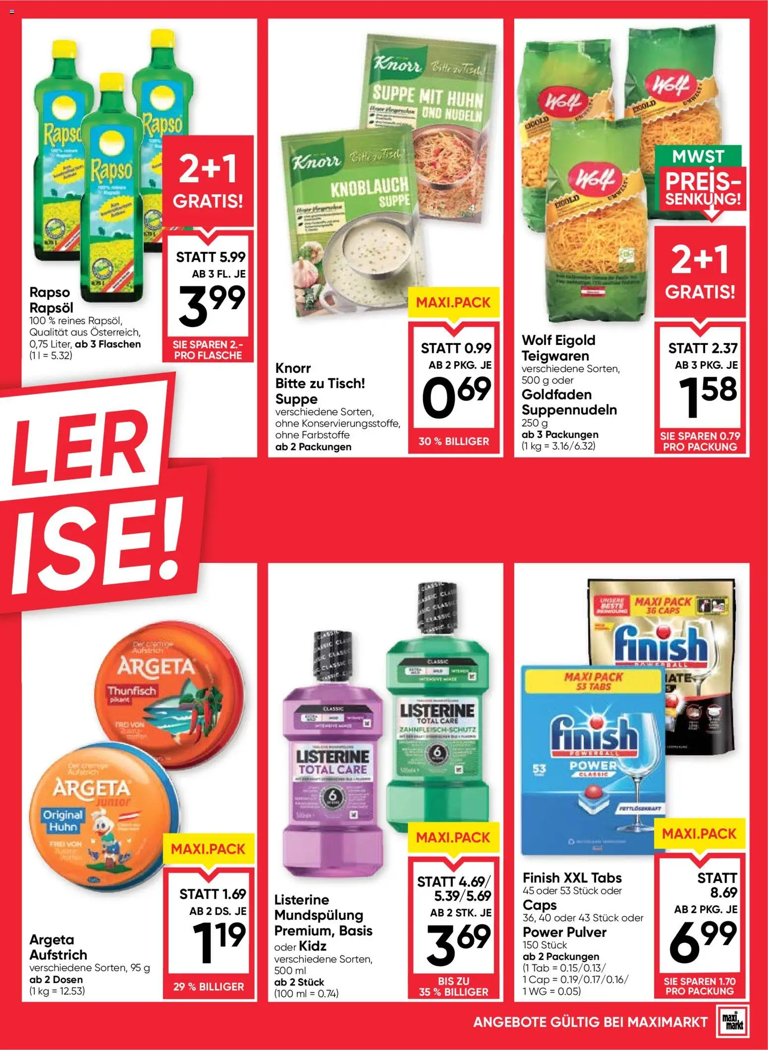 Maximarkt Flugblatt gültig ab 03.09.2026 | Seite: 3 | Produkte: Knoblauch, Tisch, Rapsöl, Nudeln
