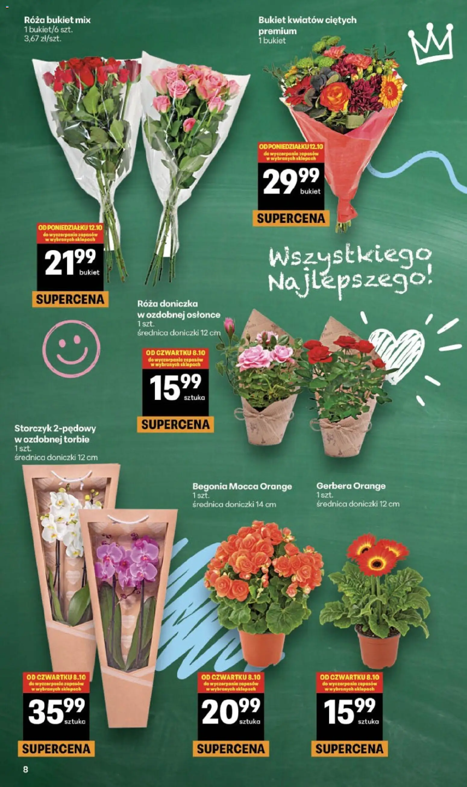 Delikatesy Centrum gazetka od 08.10.2026 | Strona: 8 | Produkty: Gerbera, Doniczka, Doniczki, Storczyk