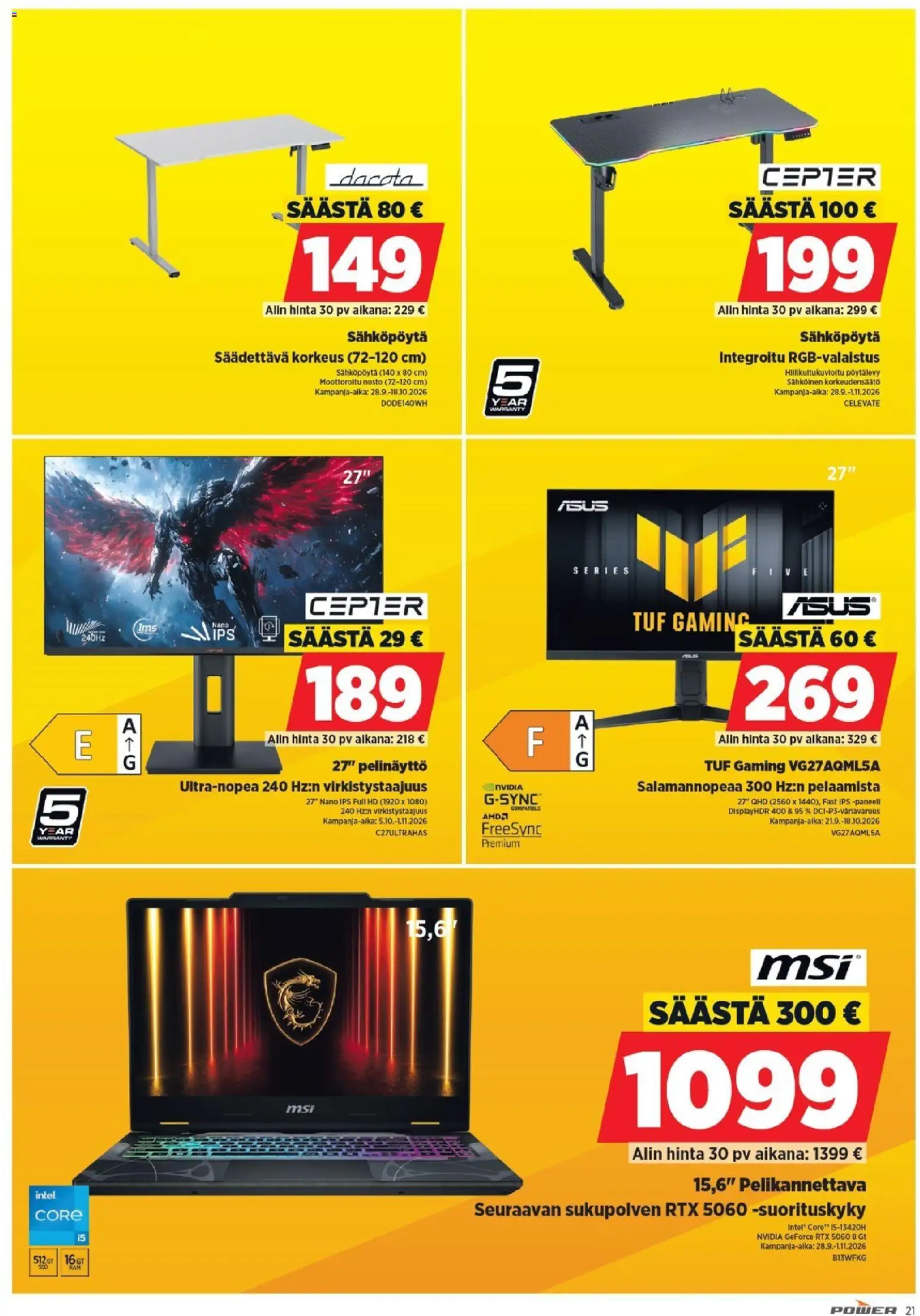 Power tarjoukset – voimassa 28/09/2026 alkaen | Sivu: 21 | Tuotteet: Pelikannettava