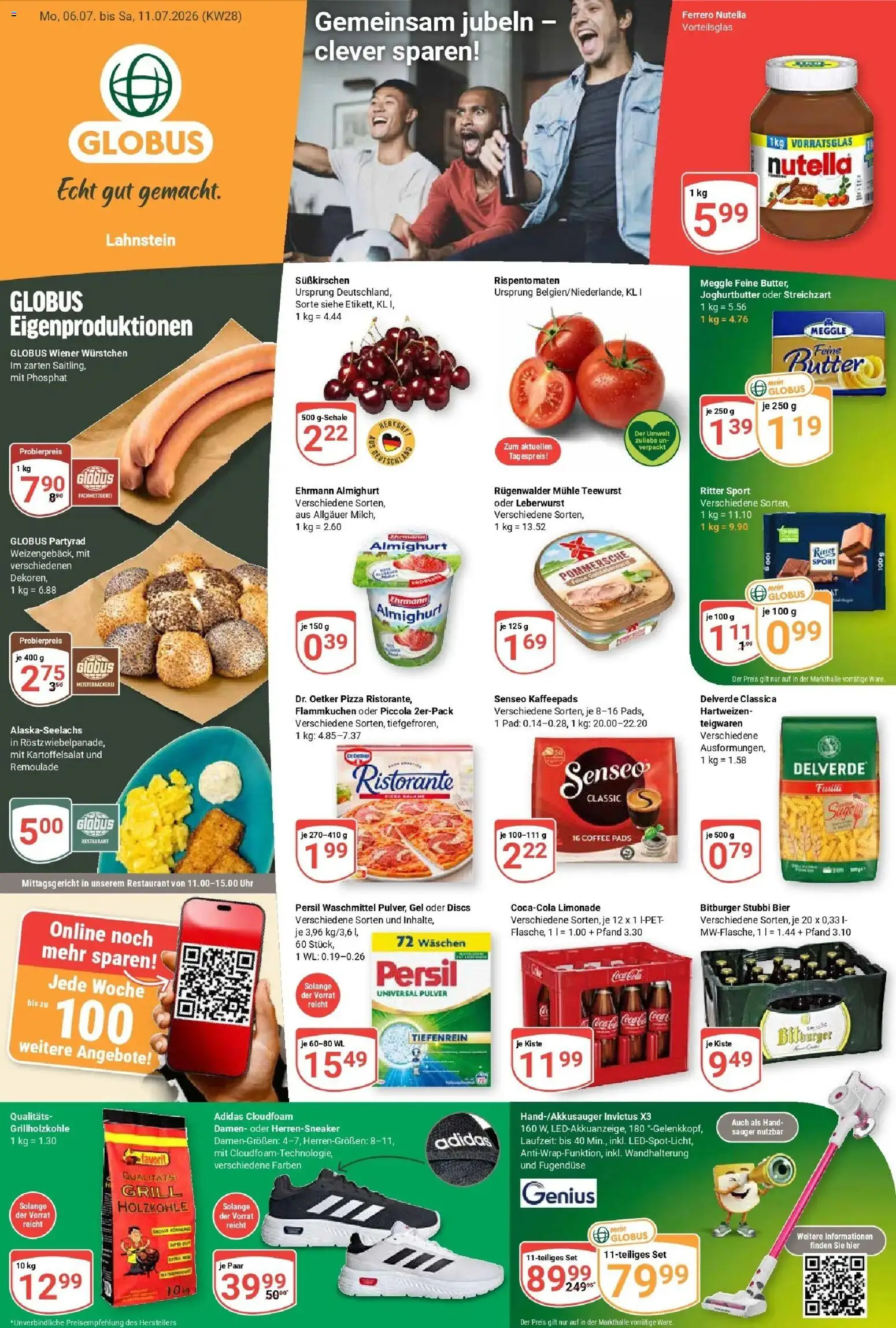 Globus Prospekt Lahnstein – gültig ab 06.07.2026 | Seite: 1 | Produkte: Bitburger, Kaffeepads, Butter, Limonade