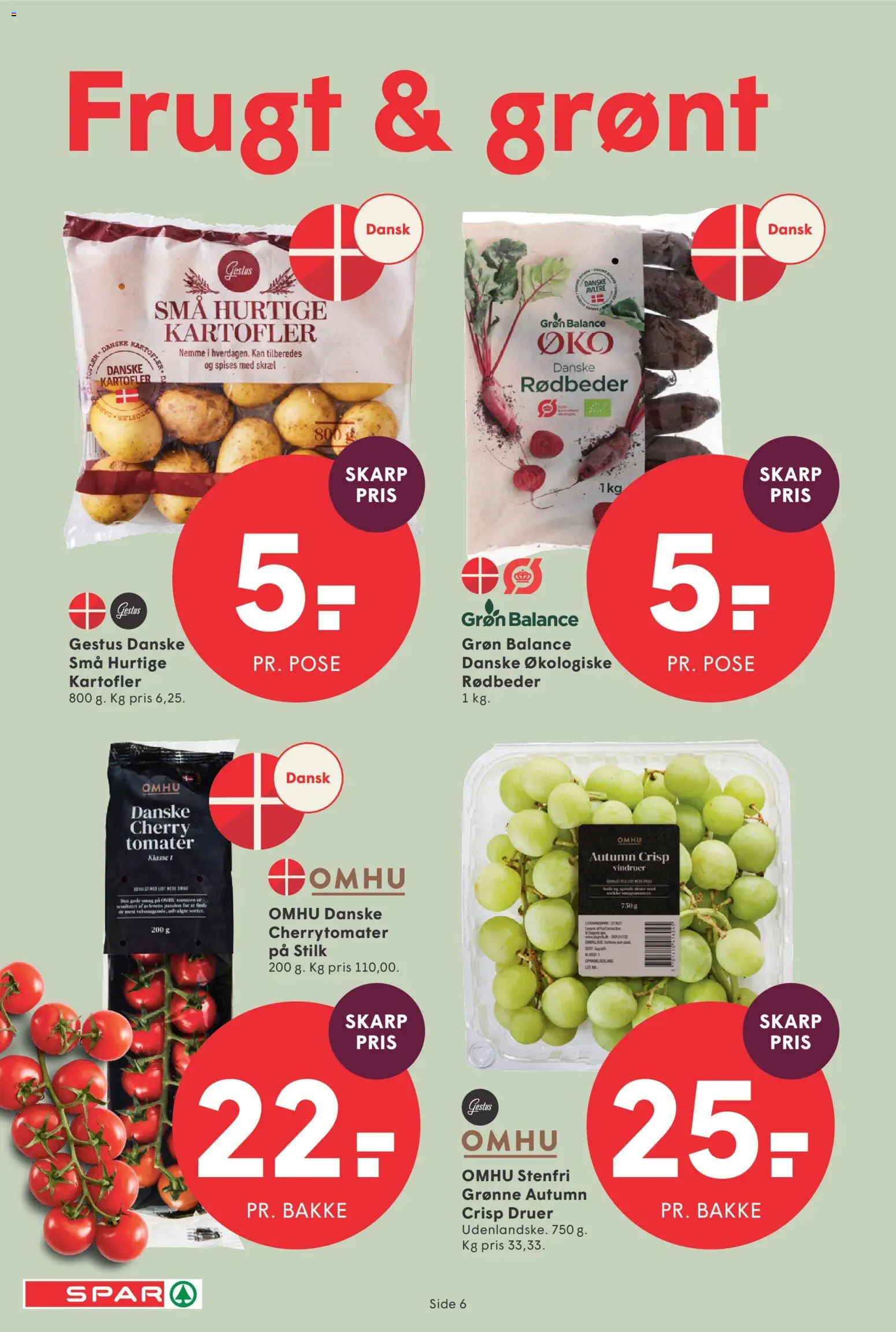 Spar tilbudsavis – gyldig fra 18/09/2026 | Side: 6 | Produkter: Rødbeder, Kartofler, Cherry, Vindruer