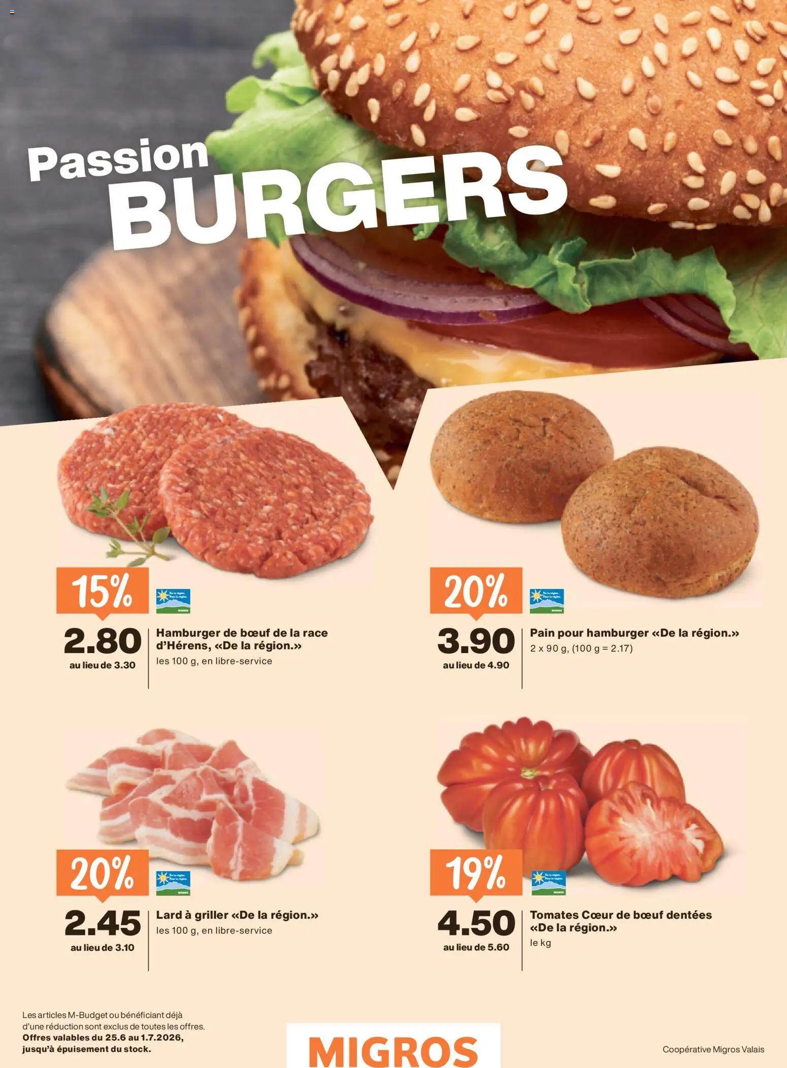 Migros aktionen Magazine FR – gültig ab 24.06.2026 | Seite: 38 | Produkte: Burger, Griller