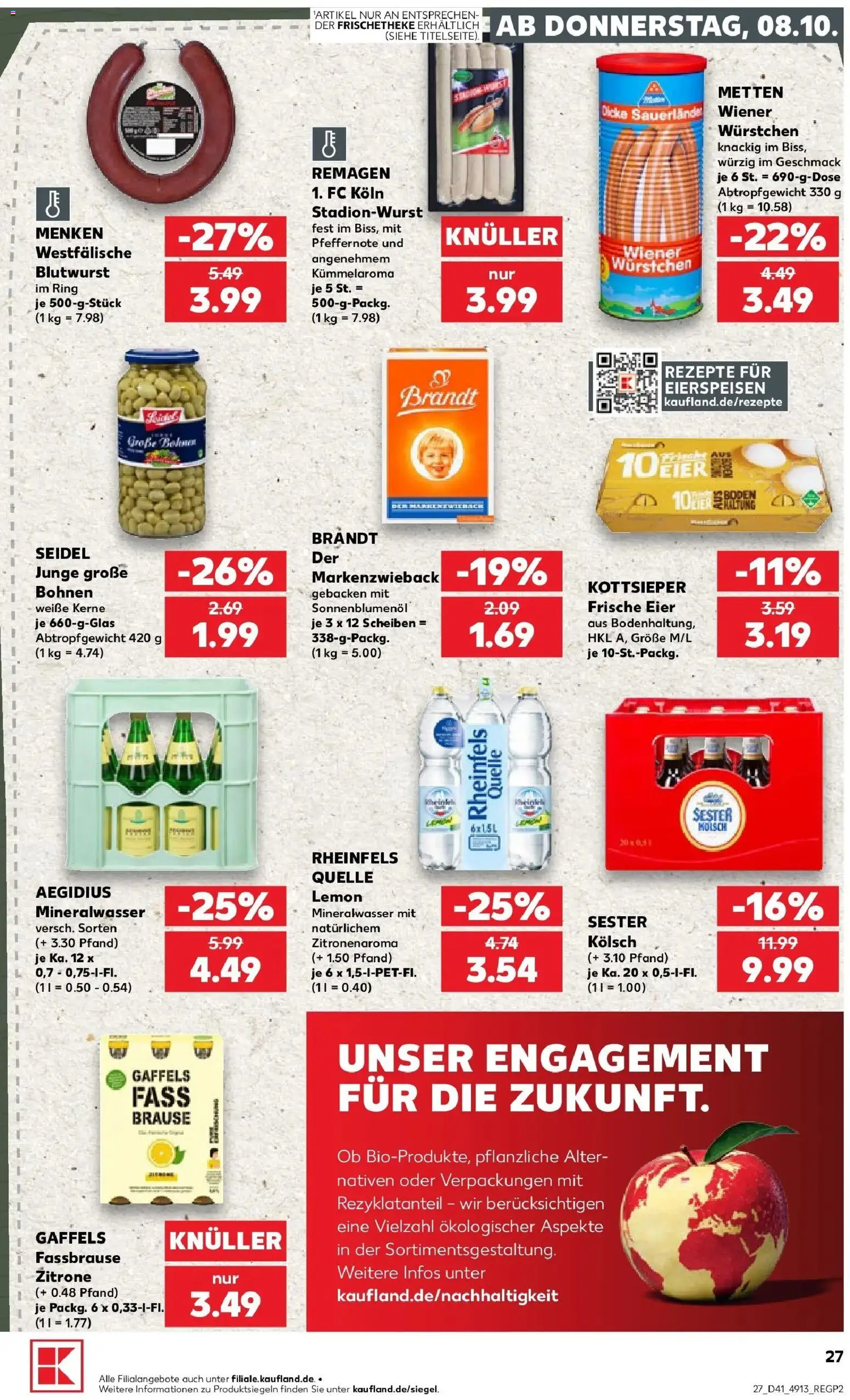 Prospekt Kaufland ab 08.10.2026 » Angebote Online zum Blättern | Seite: 27 | Produkte: Sonnenblumenol, Mineralwasser, Fassbrause, Rheinfels quelle