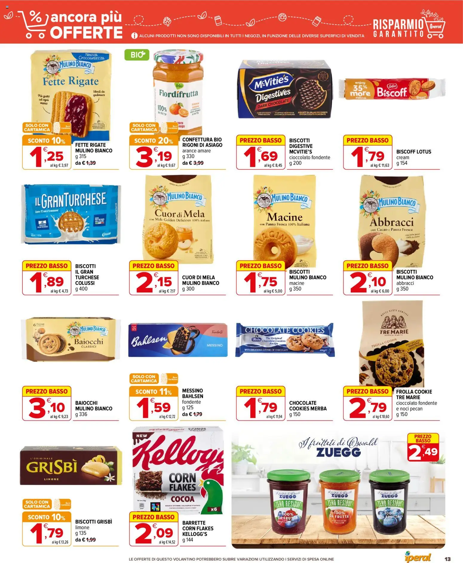 Volantino Iperal del 28/10/2026 | Pagina: 13 | Prodotti: Cioccolato, Mele, Biscotti, Basso