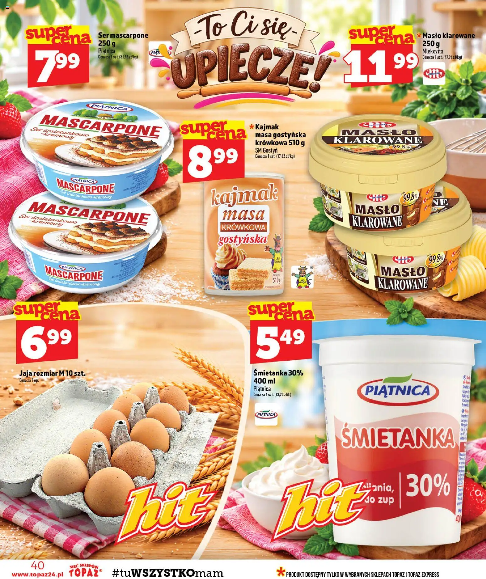 Topaz gazetka - MAZ od 29.10.2026 | Strona: 40 | Produkty: Kajmak, Mascarpone, Ser, Ser mascarpone