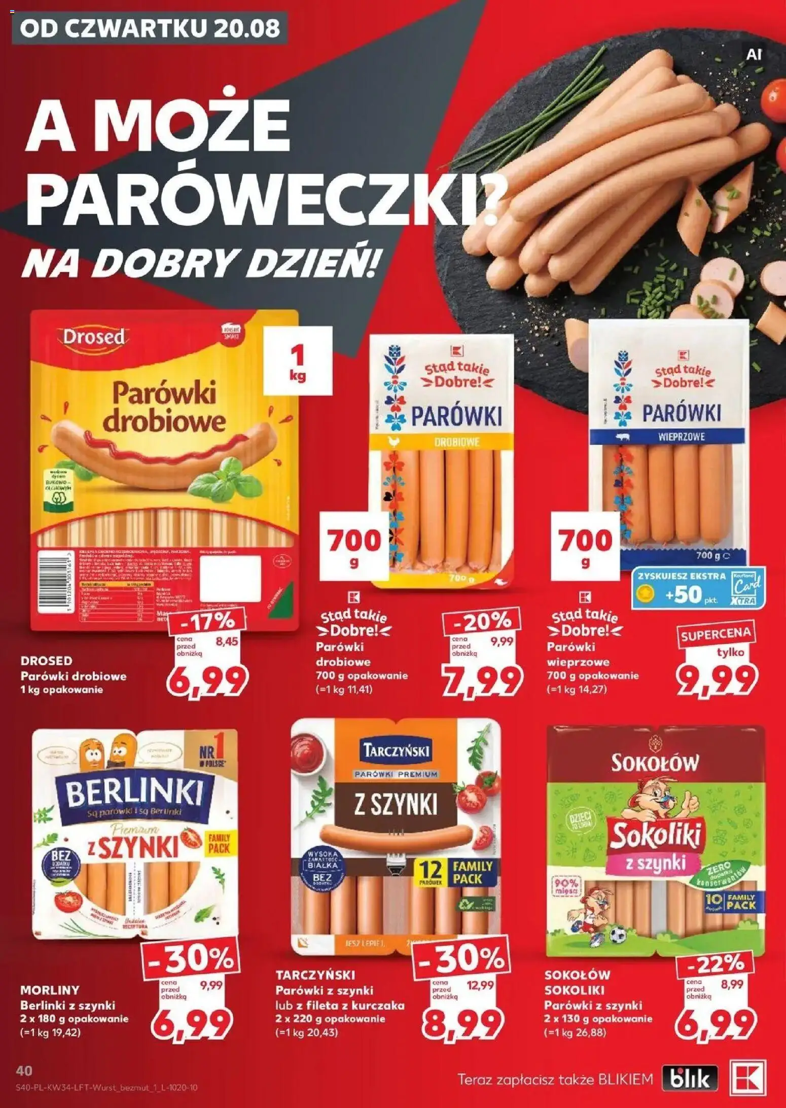 Kaufland gazetka od 20.08.2026 - od jutra PDF | Strona: 40 | Produkty: Parówki z szynki, Parówki wieprzowe, Parówki, Berlinki