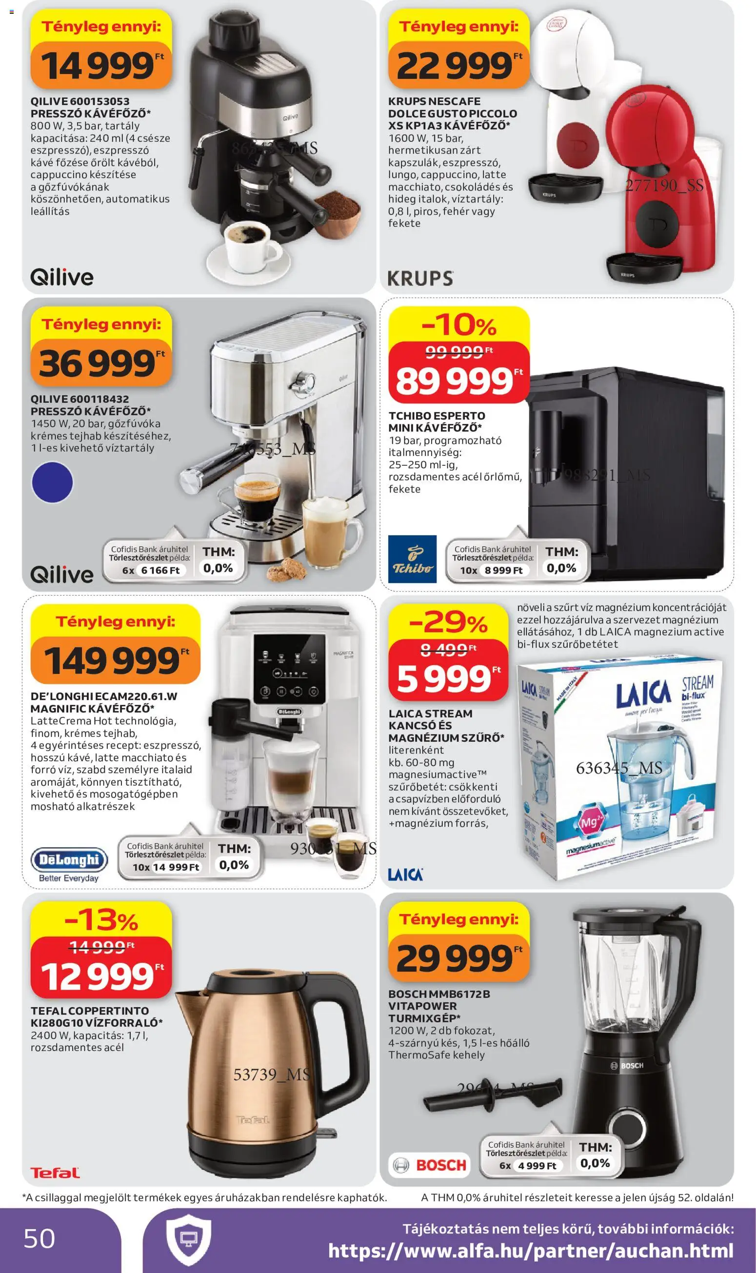 Auchan akciós ujság - amely érvényes a következő dátumtól: 2026.07.02. | Oldal: 50 | Termékek: Cappuccino, Tefal, Kancsó, Kávé