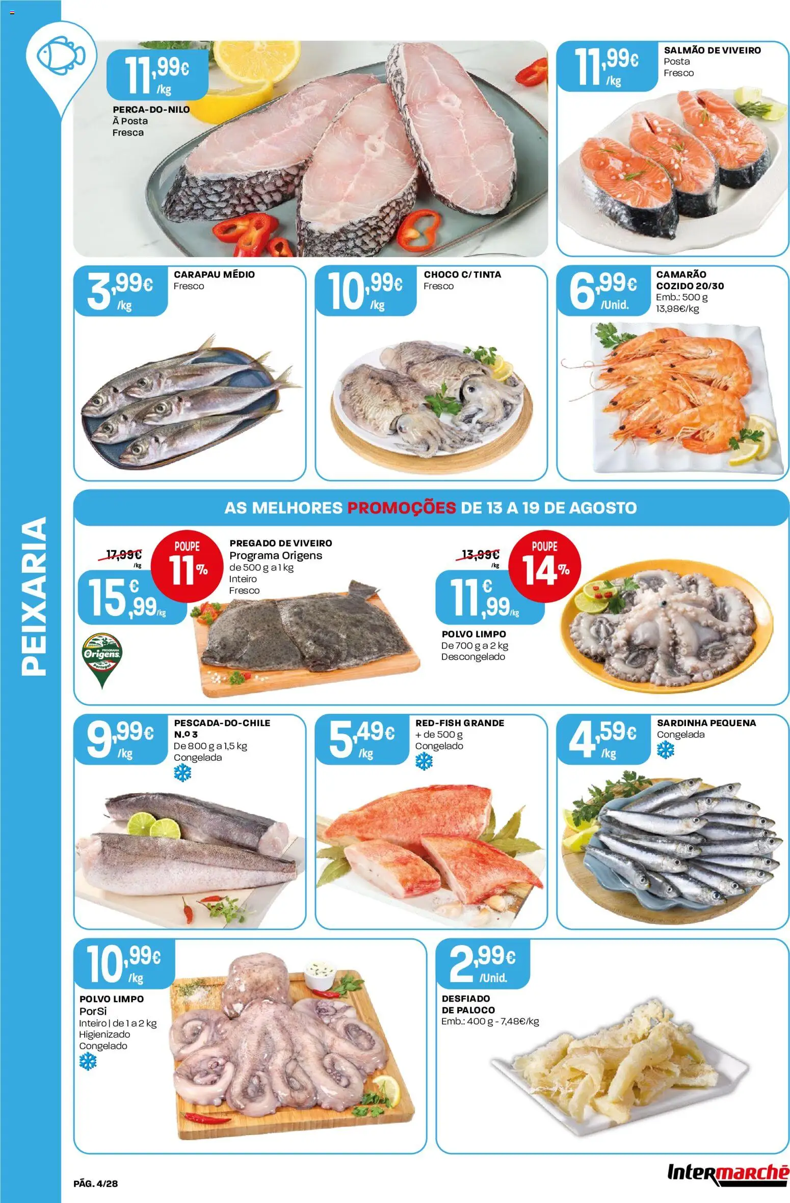 Intermarché Folheto Contact │ válido de 13/08/2026 | Página: 4 | Produtos: Polvo, Camarão, Salmão
