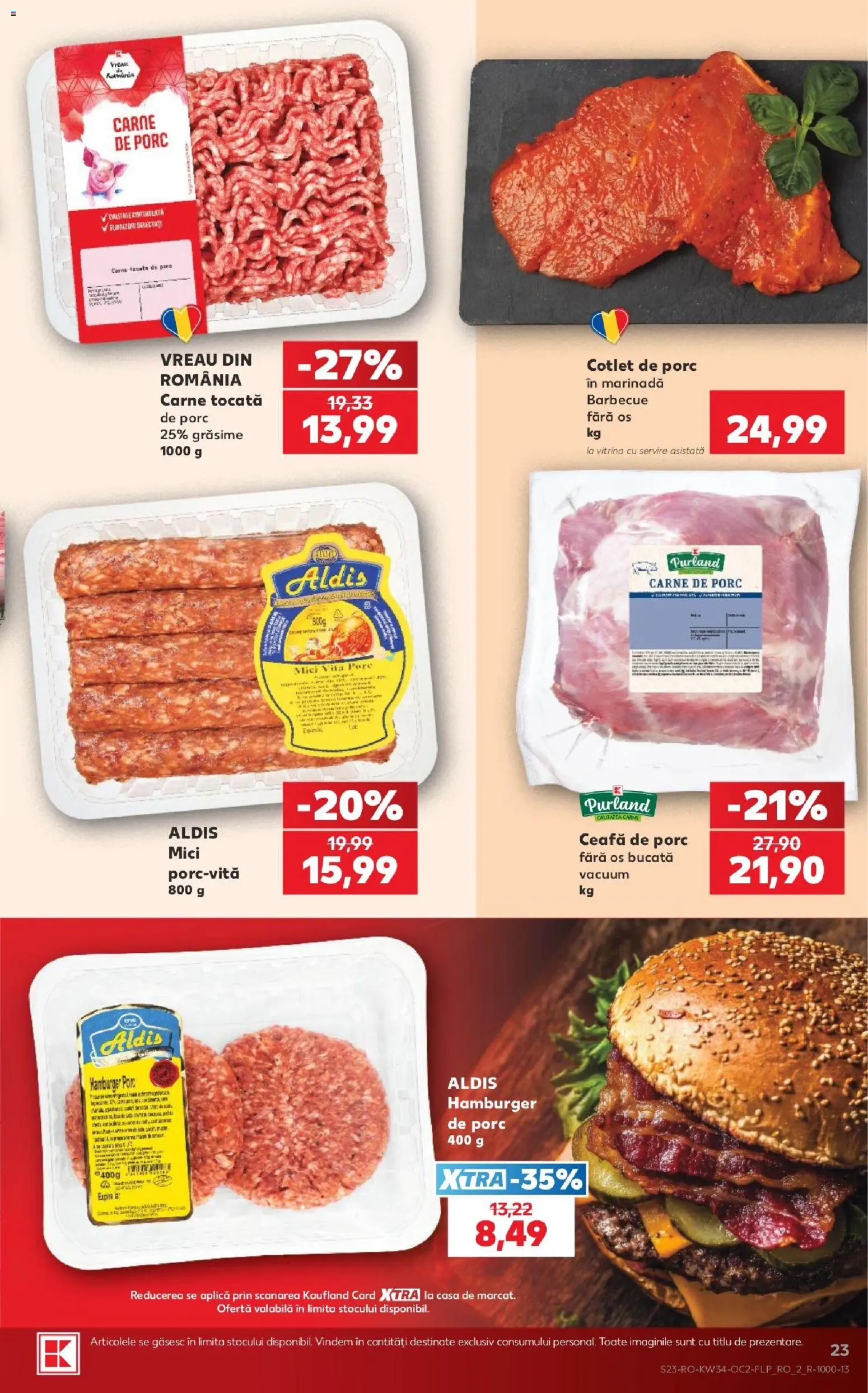 Kaufland RO akciós ujság - amely érvényes a következő dátumtól: 2026.08.19. | Oldal: 23 | Termékek: Hamburger