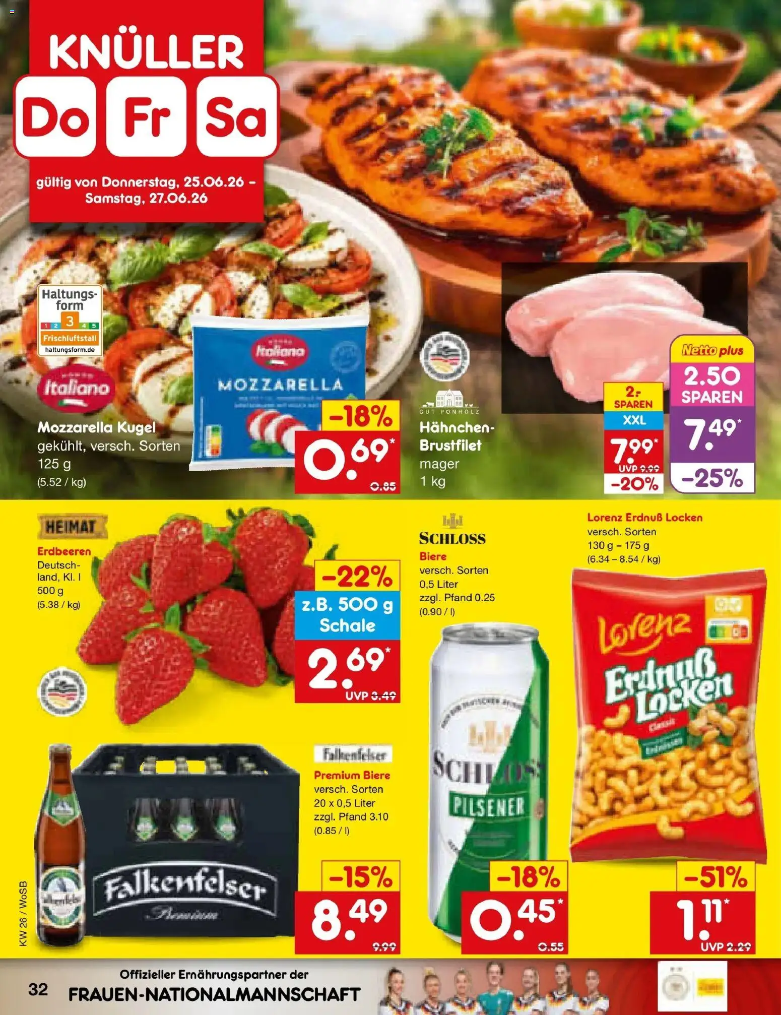 Netto Marken-Discount Prospekt Mannheim – gültig ab 22.06.2026 | Seite: 44 | Produkte: Hahnchen, Mozzarella, Erdbeeren