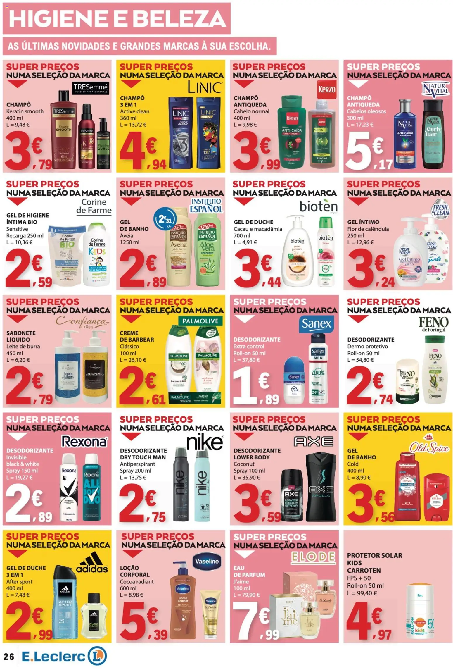 E.Leclerc folheto │ válido de 10/09/2026 | Página: 26 | Produtos: Champô, Desodorizante, Sabonete, Creme