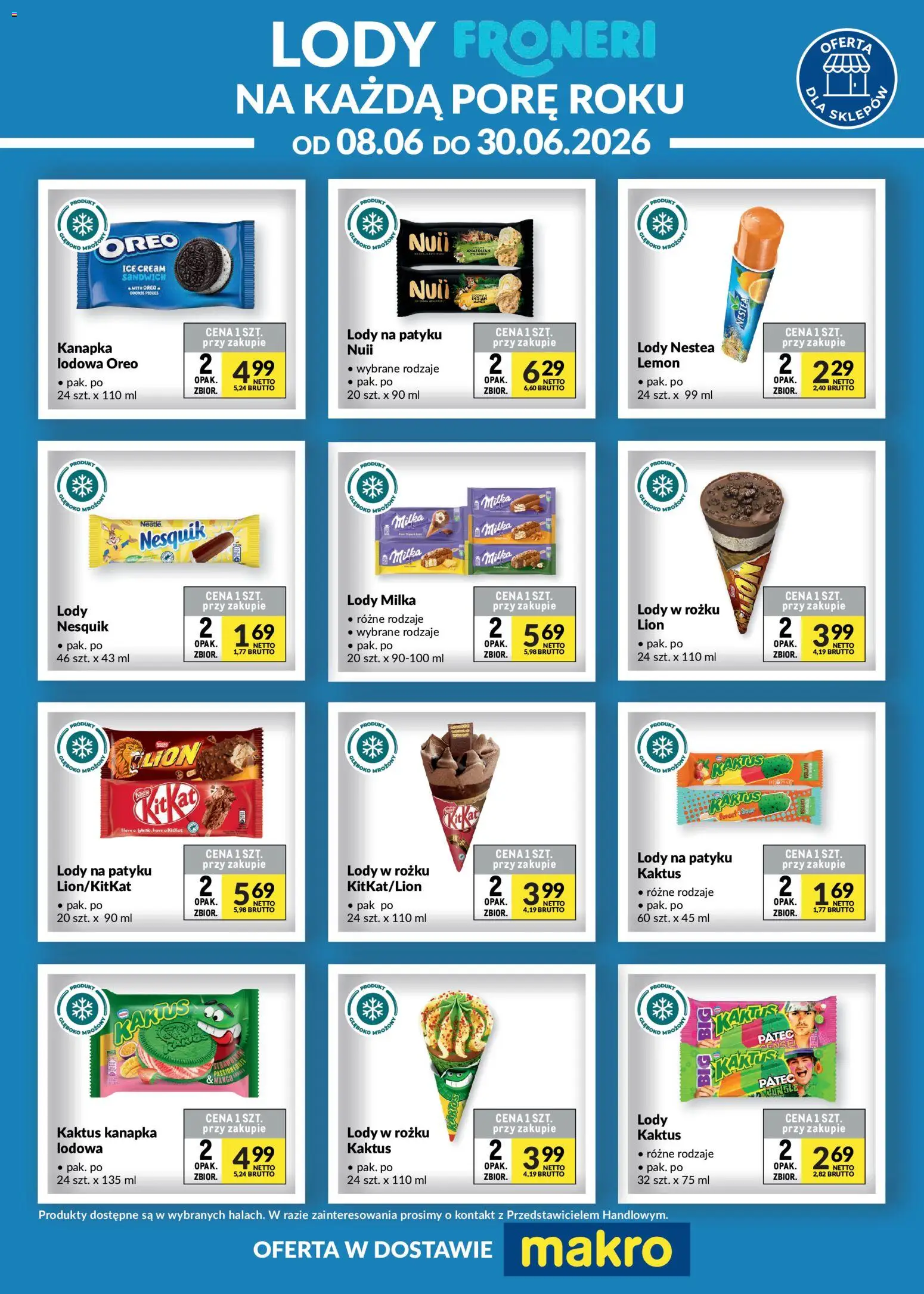 Makro gazetka - Fronerii od 08.06.2026 | Strona: 2 | Produkty: Sandwich, Milka, Lody na patyku, Lody