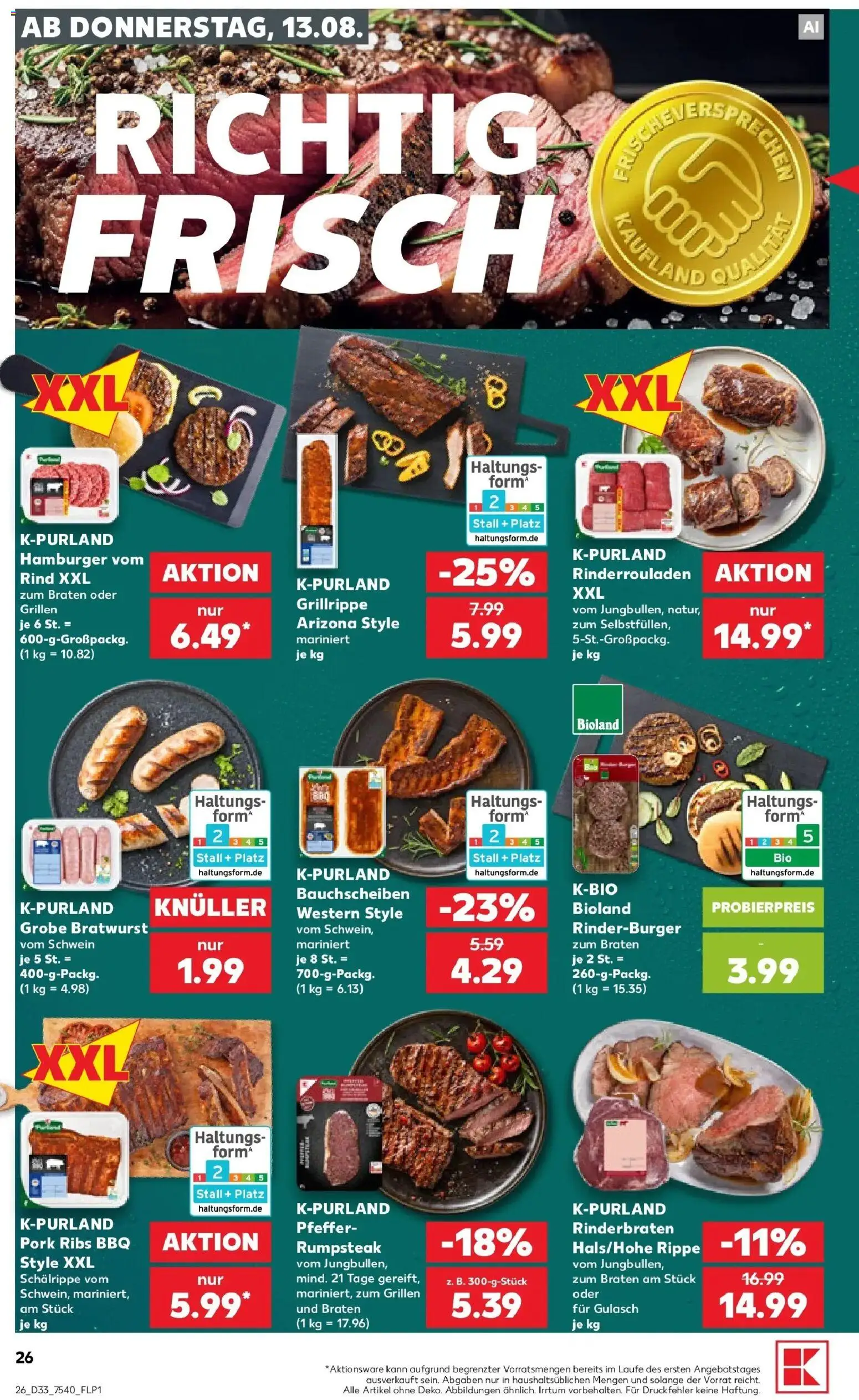Prospekt Kaufland ab 10.08.2026 » Angebote Online zum Blättern | Seite: 35 | Produkte: Rinderbraten, Rumpsteak, Gulasch, Pfeffer