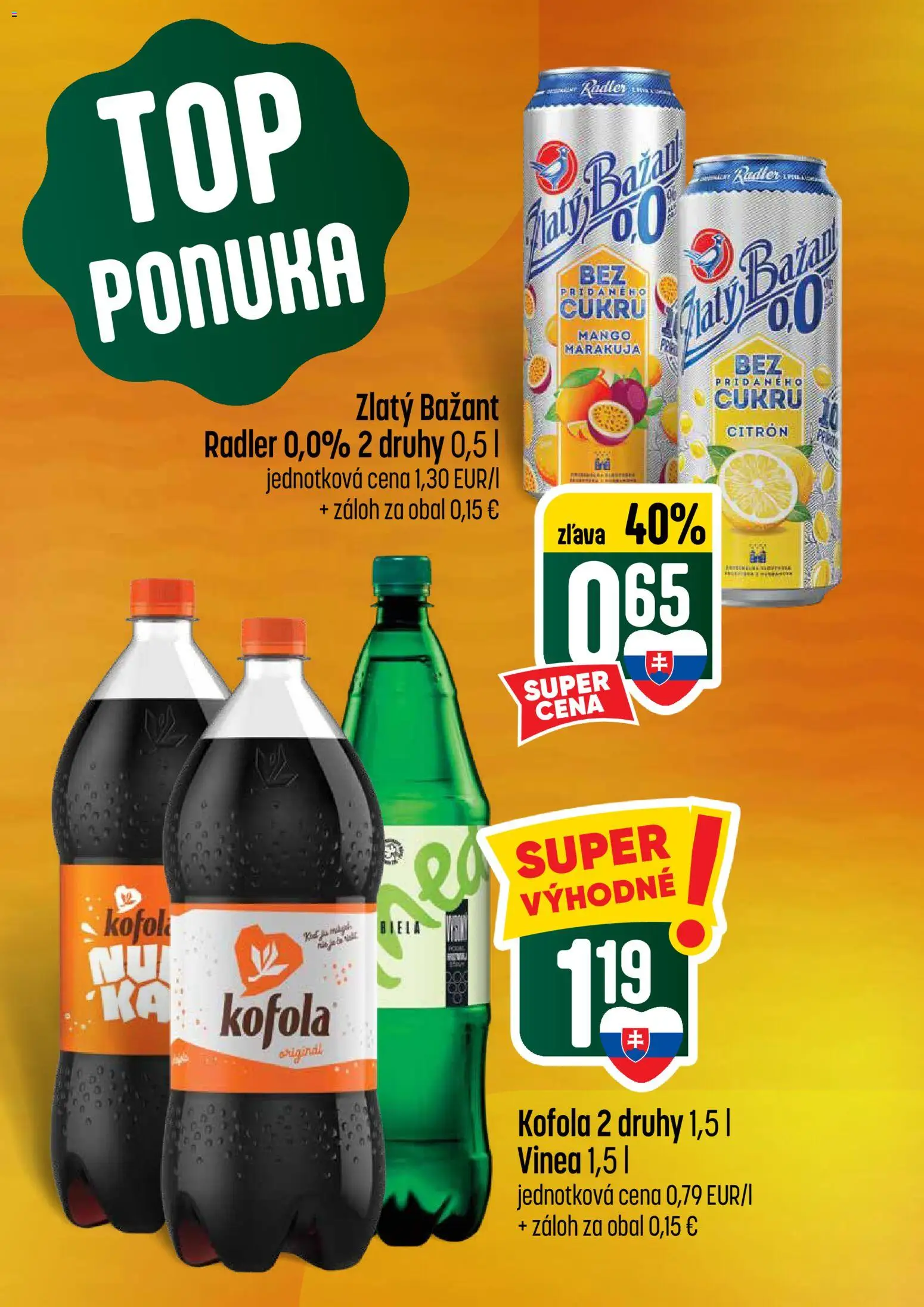 Nové COOP Jednota akcie – leták je platný od 18.06.2026 | Strana: 7 | Produkty: Kofola, Zlatý Bažant, Mango, Vinea