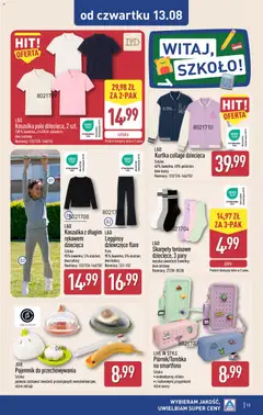 Pogląd oferty "Aldi gazetka - Artykuły przemysłowe i tekstylia" - ważna od 11.08.2026 | Strona: 13 | Produkty: Kurtka, Skarpety, Legginsy