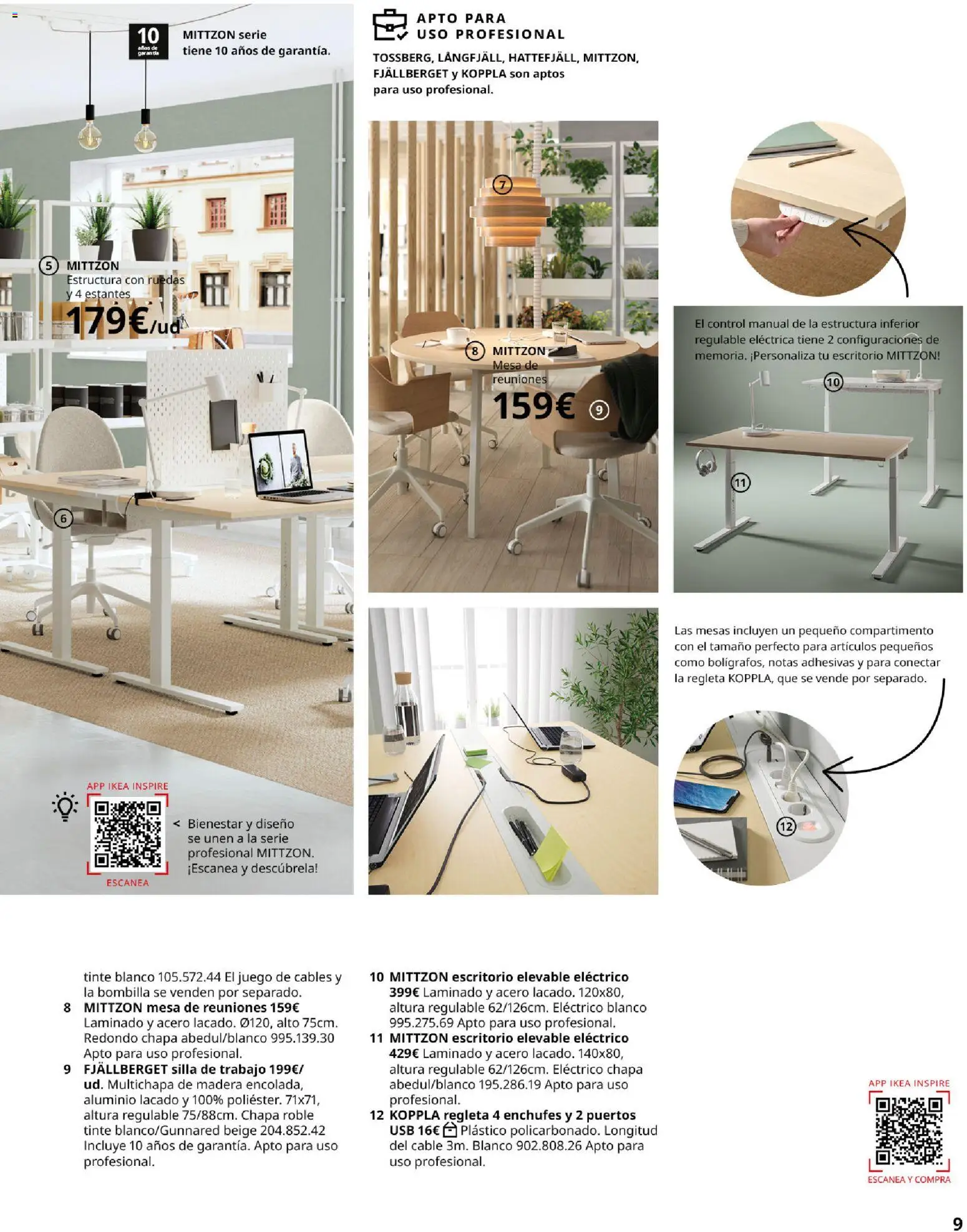 Catálogo IKEA para tu negocio │ válido desde el 01.02.2026 | Página: 9 | Productos: Cable, USB, Mesa, Silla