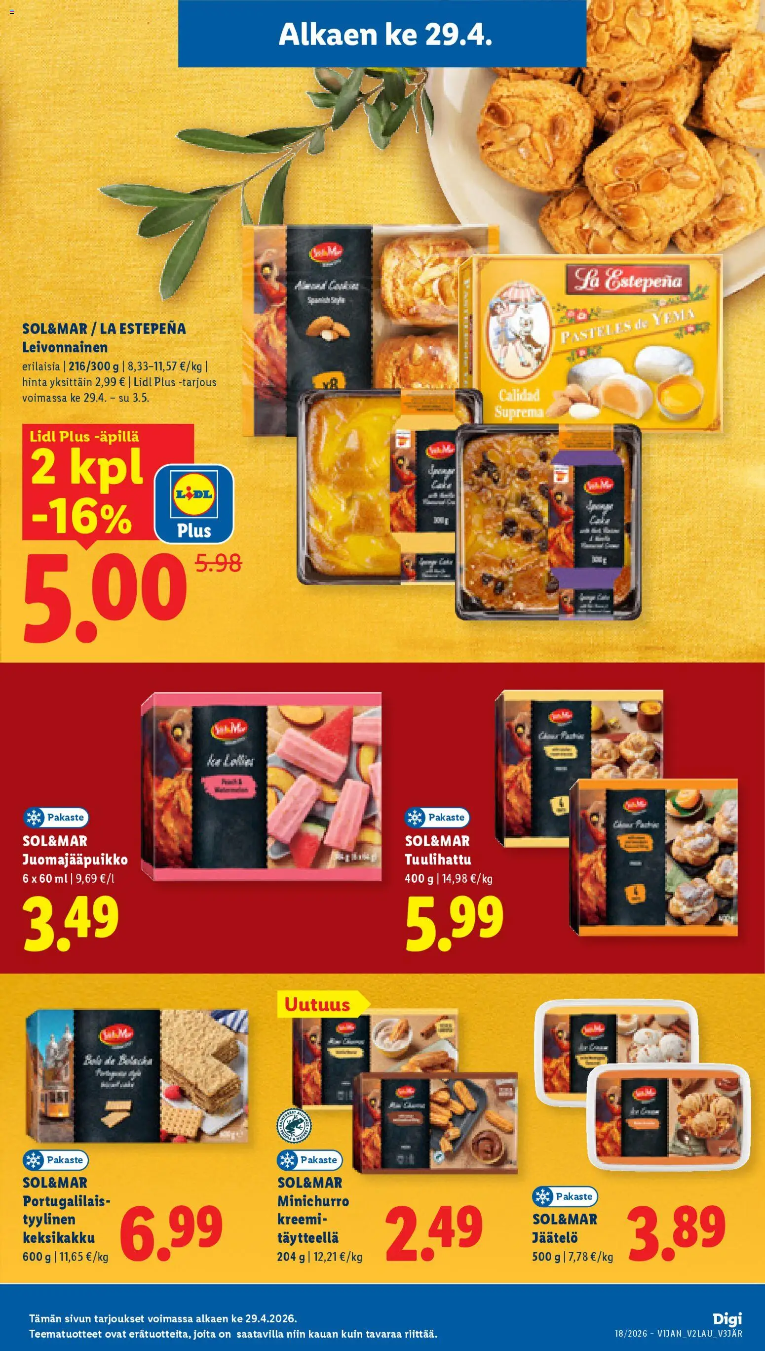 Lidl tarjoukset - Helsinki – voimassa 29.04.2026 alkaen | Sivu: 11 | Tuotteet: Jäätelö