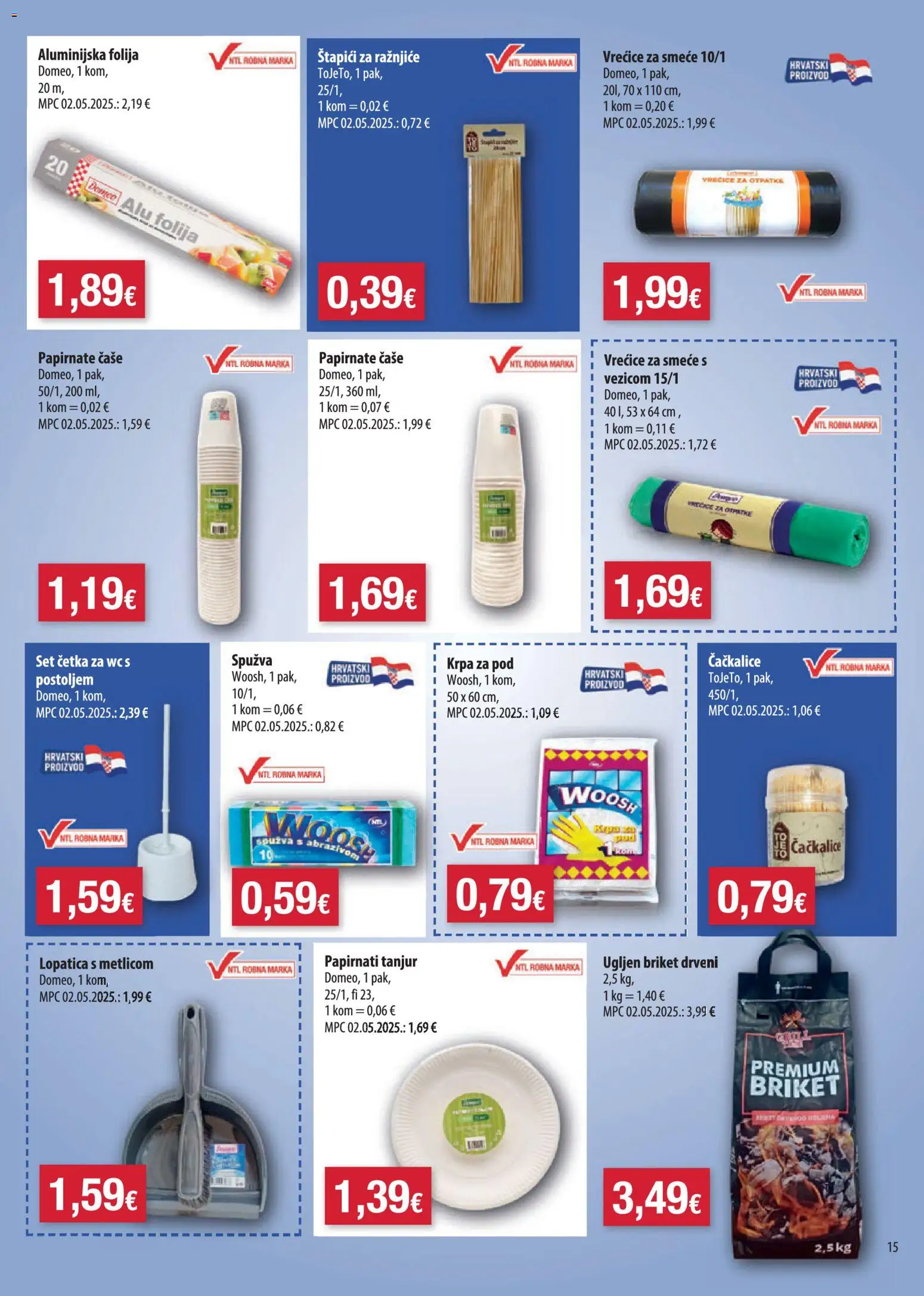 NTL katalog | vrijedi od 08.07.2026 | Stranica: 15 | Proizvodi: Četka, Krpa, Čaše, Lopatica