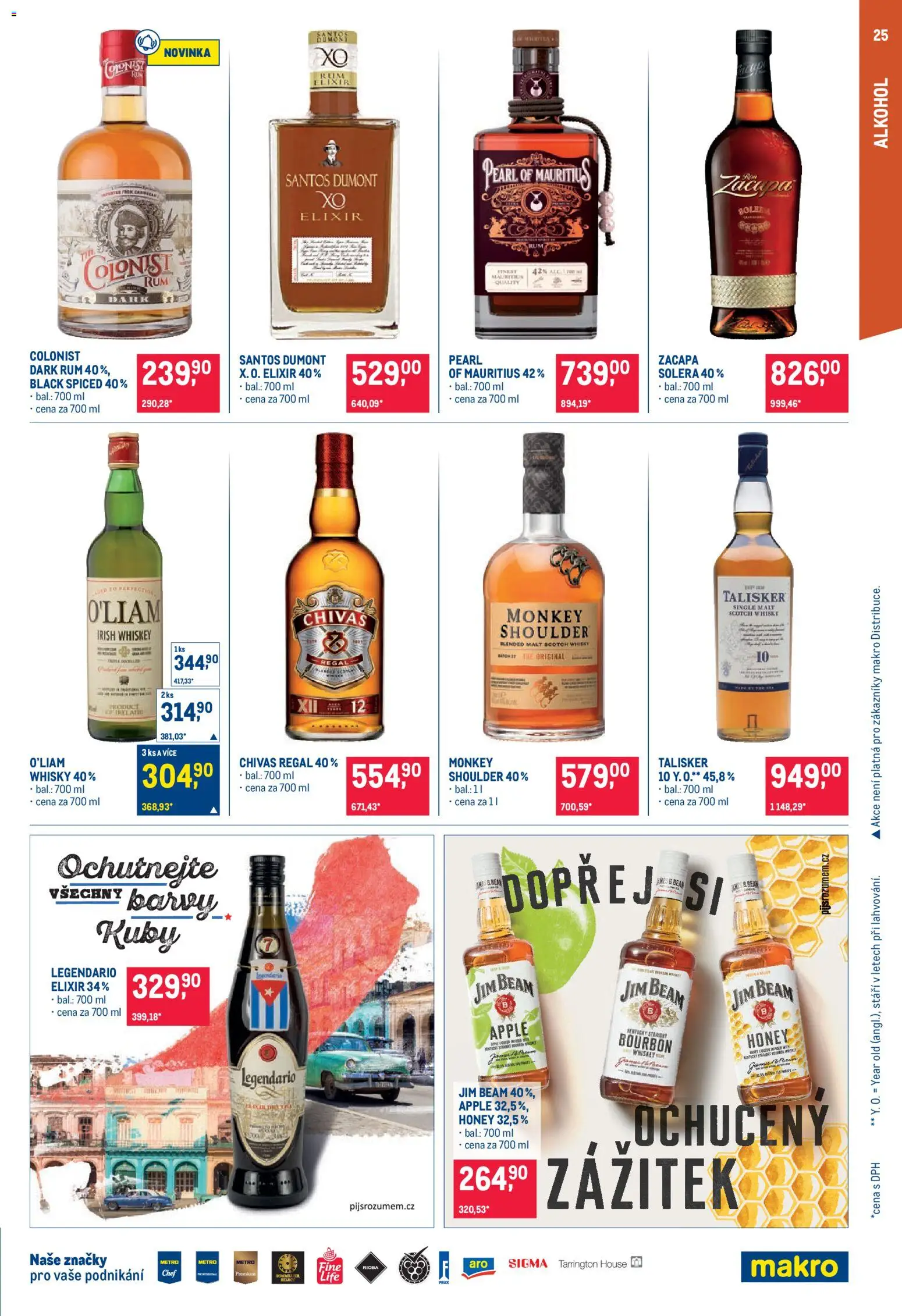 Makro leták - Pro milovníky jídla od 15.07.2026 | Strana: 25 | Produkty: Bourbon, Whisky, Apple, Zacapa