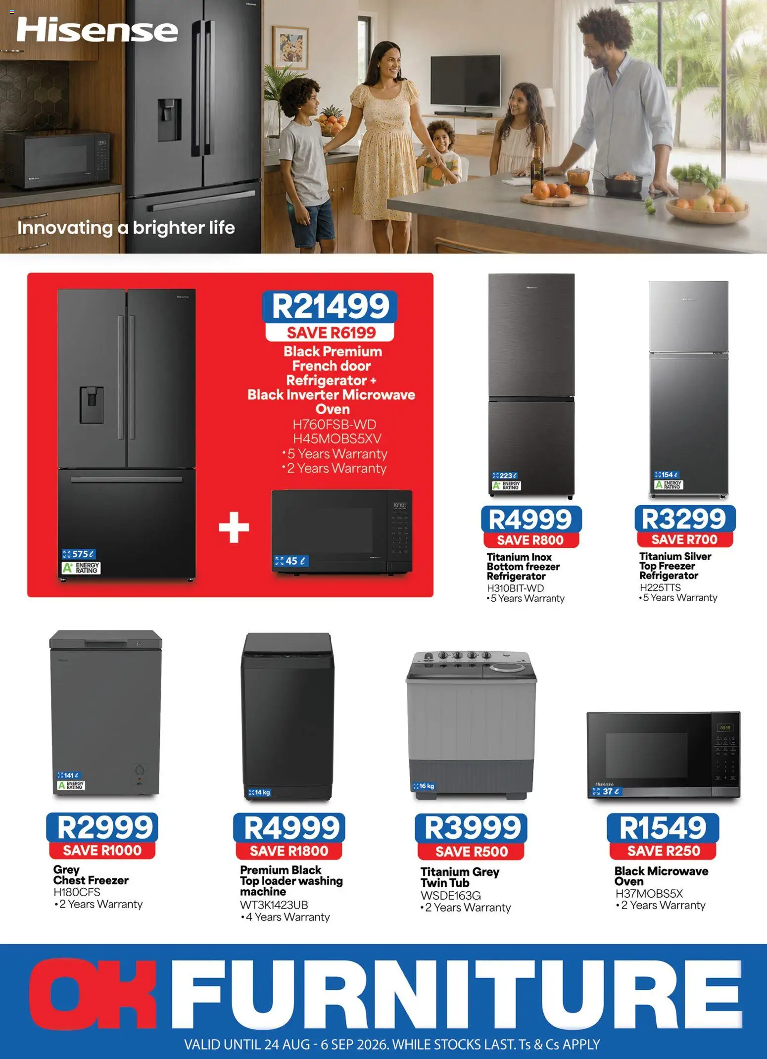New OK Furniture catalogue – valid from 24/08/2026 | Page: 1 | Products: Refrigerator, Freezer, Microwave oven, Chest freezer