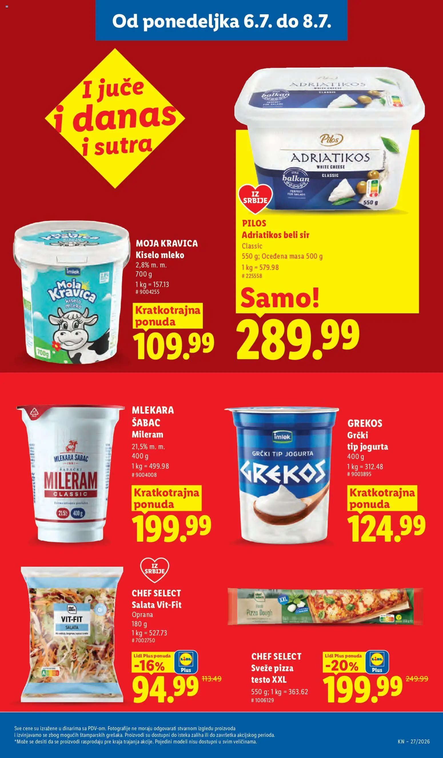Lidl katalog - važi od 02.07.2026 | Strana: 95 | Proizvode: Kiselo mleko, Salata, Mleko, Sir