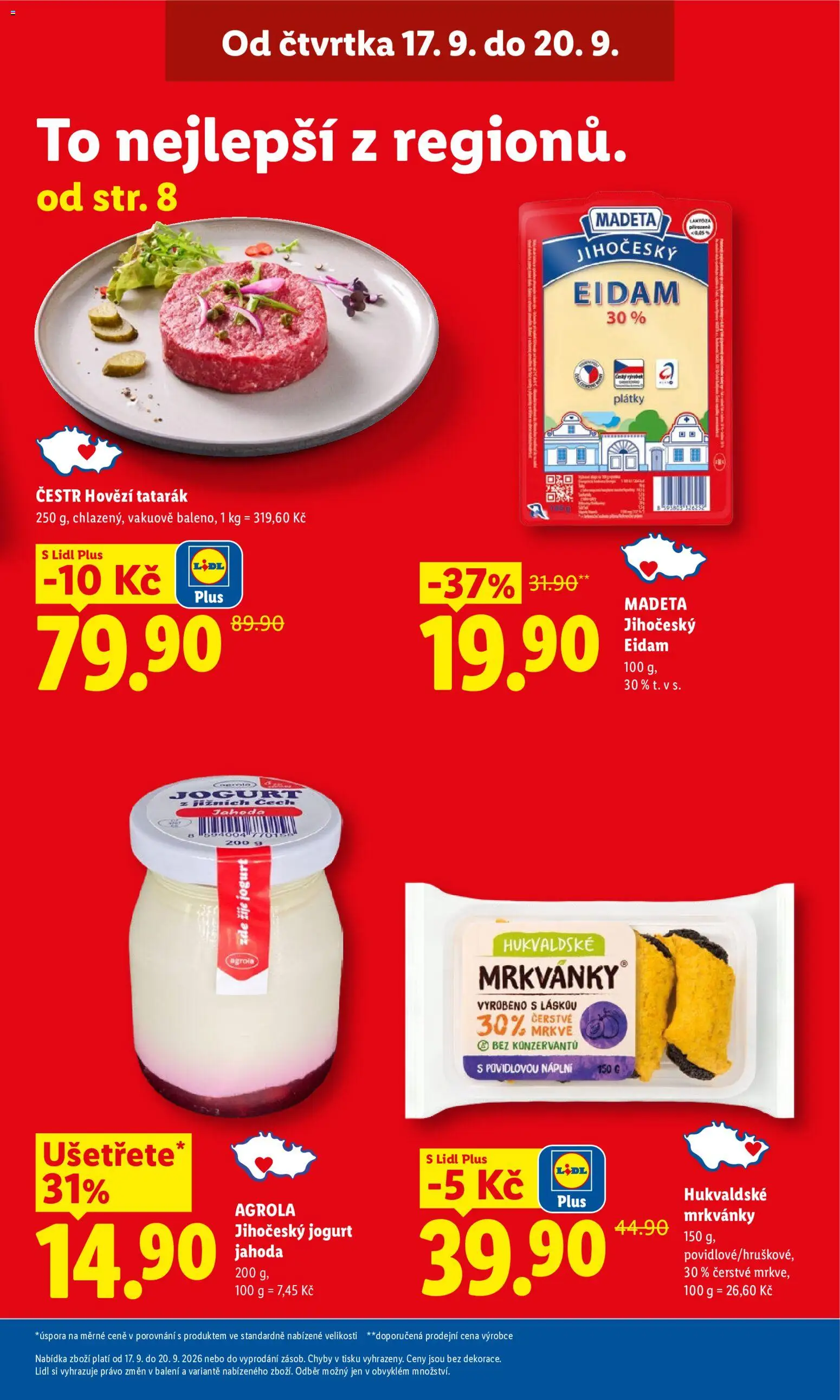 Lidl leták od 17.09.2026 | Strana: 3 | Produkty: Hovězí, Jogurt, Eidam, Hovězí tatarák