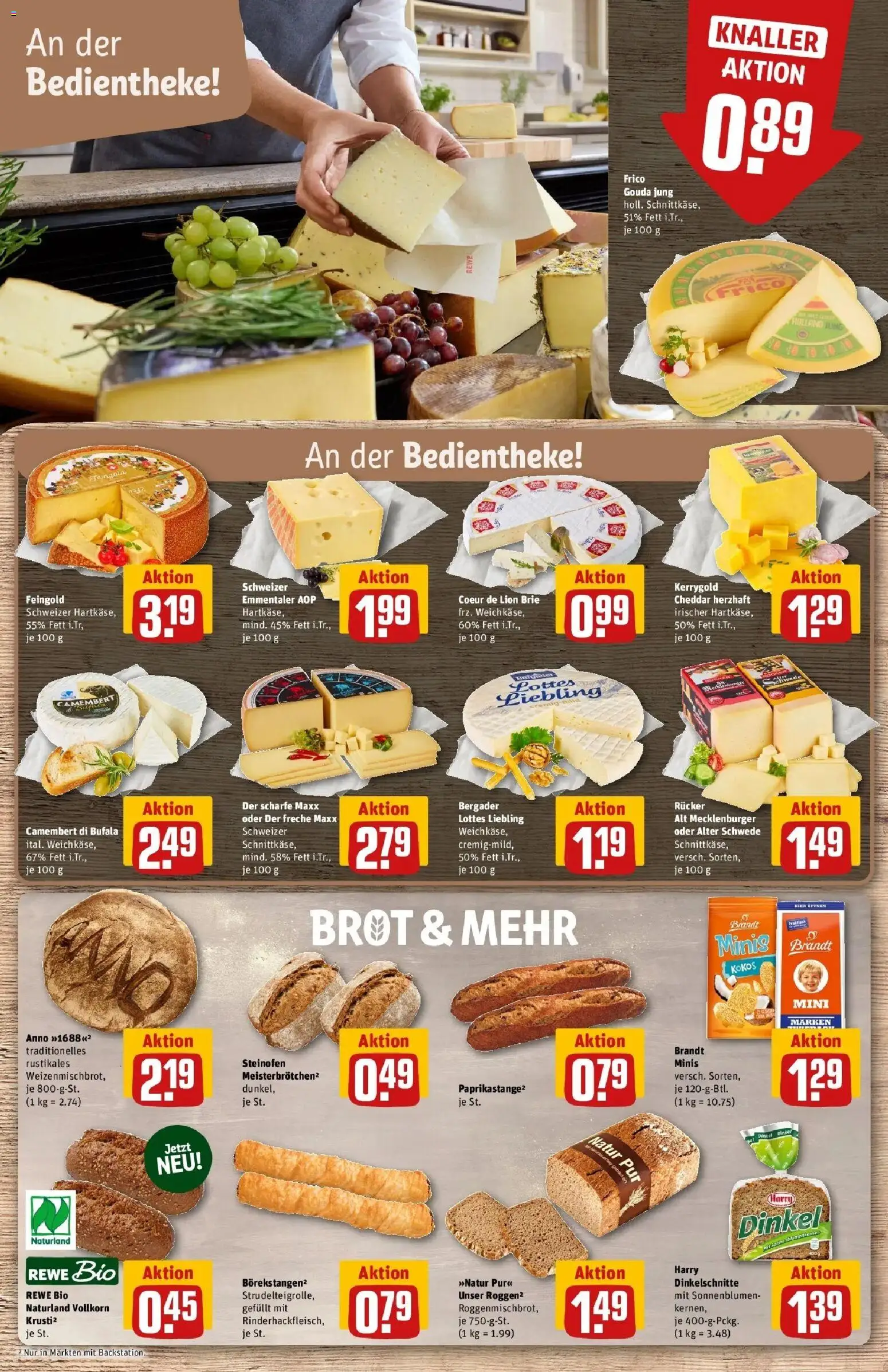 REWE Prospekt ab 10.08.2026 zum Blättern » Angebote | Seite: 9 | Produkte: Gouda, Camembert, Brot