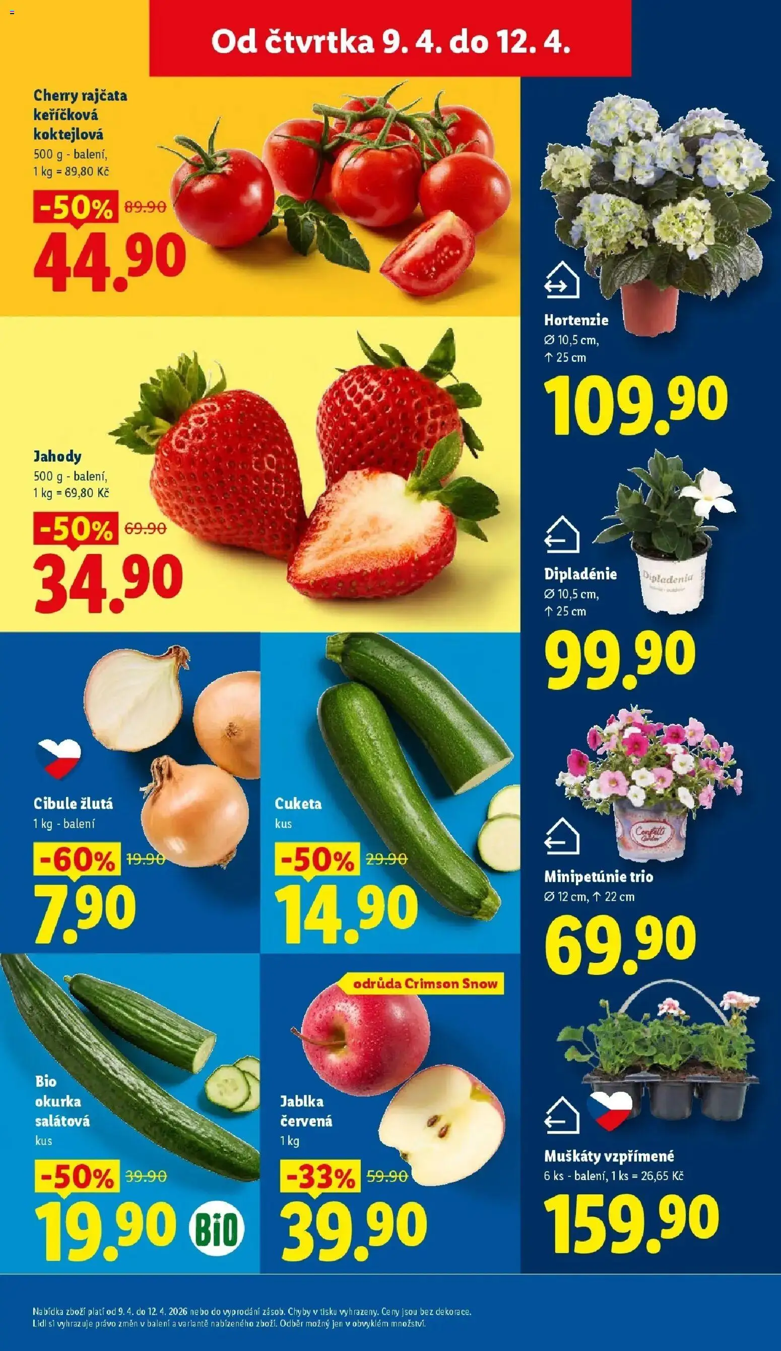 Lidl aktuální leták od 09.04.2026 | Strana: 9 | Produkty: Muškáty, Jablka, Cherry rajčata, Okurka