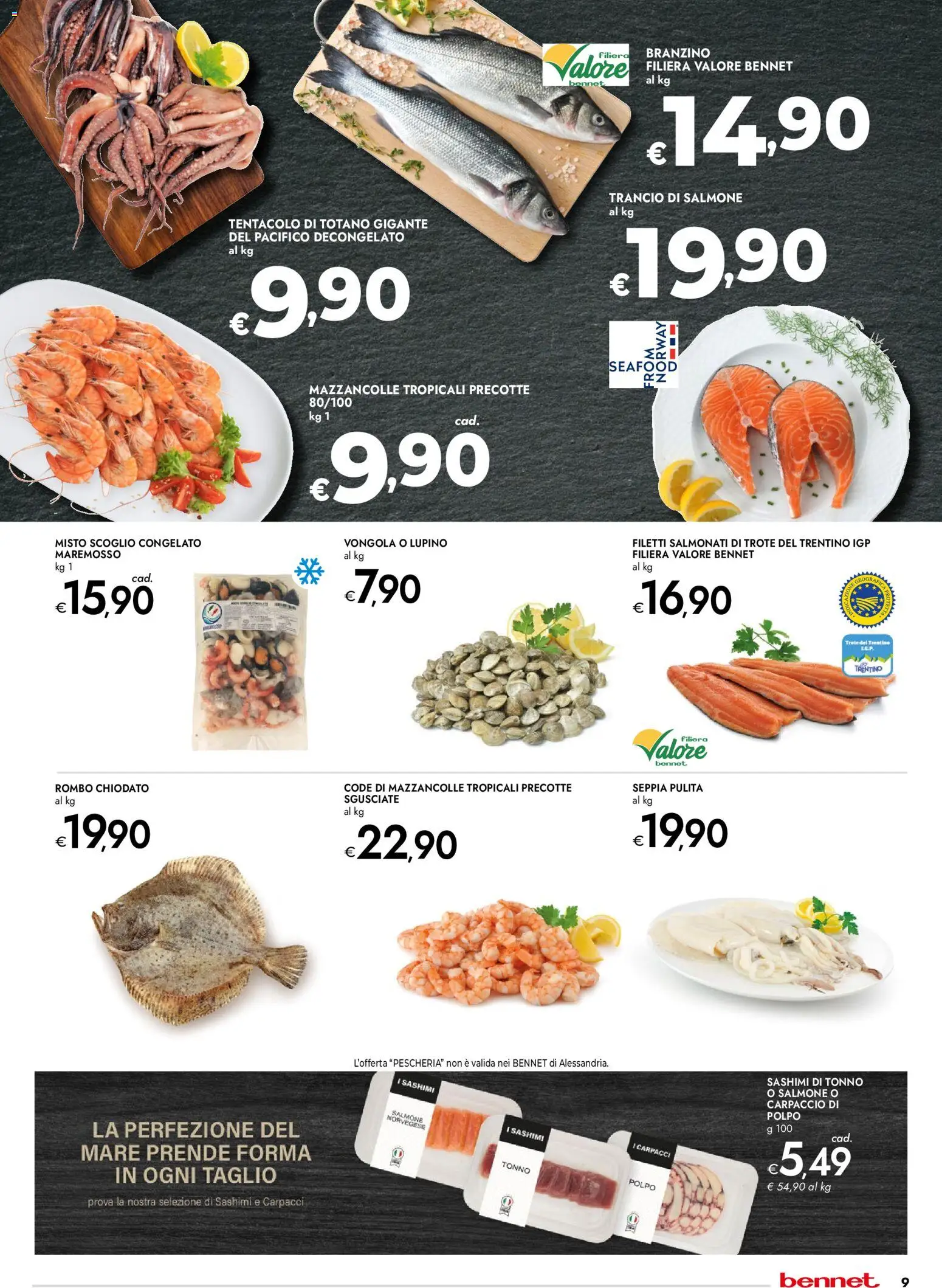 Volantino bennet del 07.04.2026 | Pagina: 9 | Prodotti: Salmone, Polpo, Mazzancolle, Tonno
