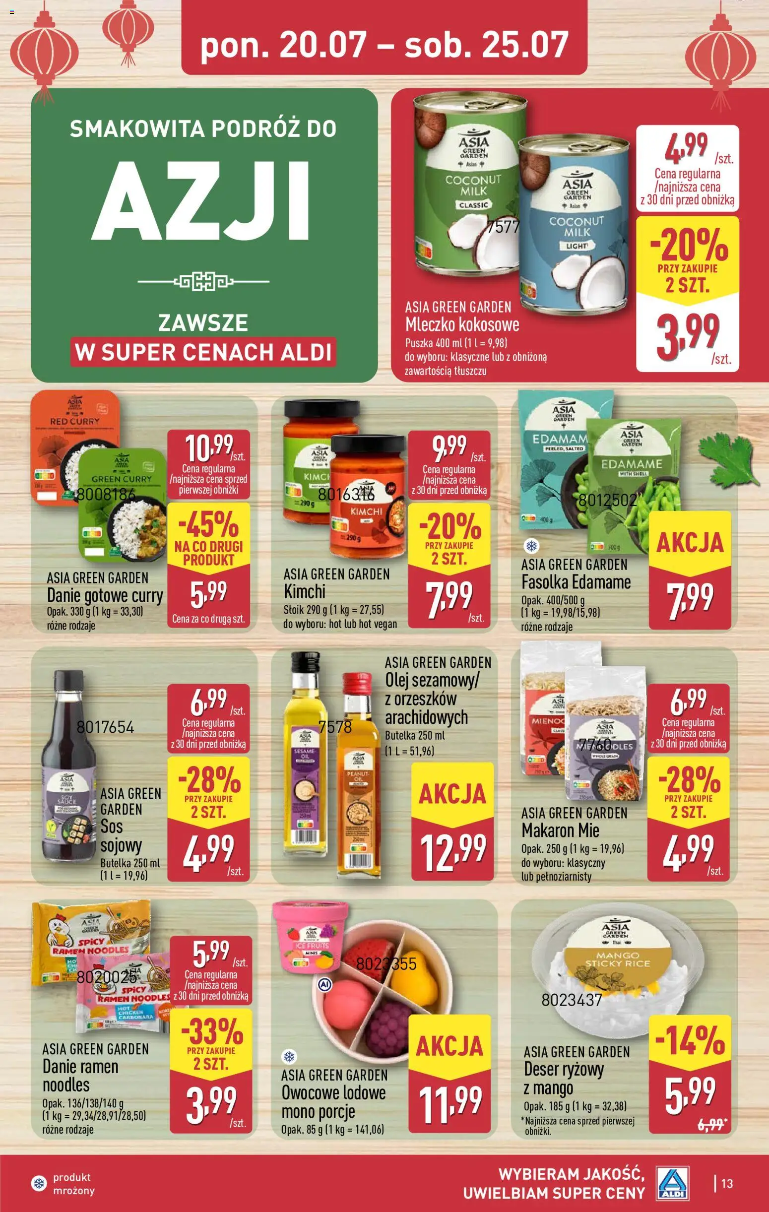 Aldi Polsko leták od 20.07.2026 | Strana: 13 | Produkty: Mango, Olej, Kimchi, Edamame