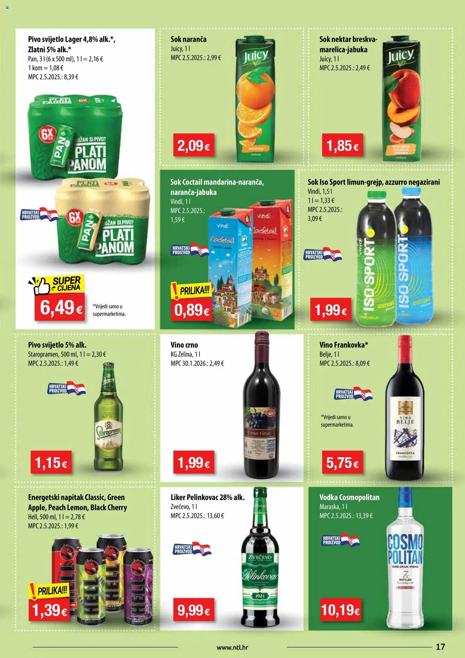 NTL katalog | vrijedi od 15.07.2026 | Stranica: 17 | Proizvodi: Pelinkovac, Sok, Pivo, Breskva