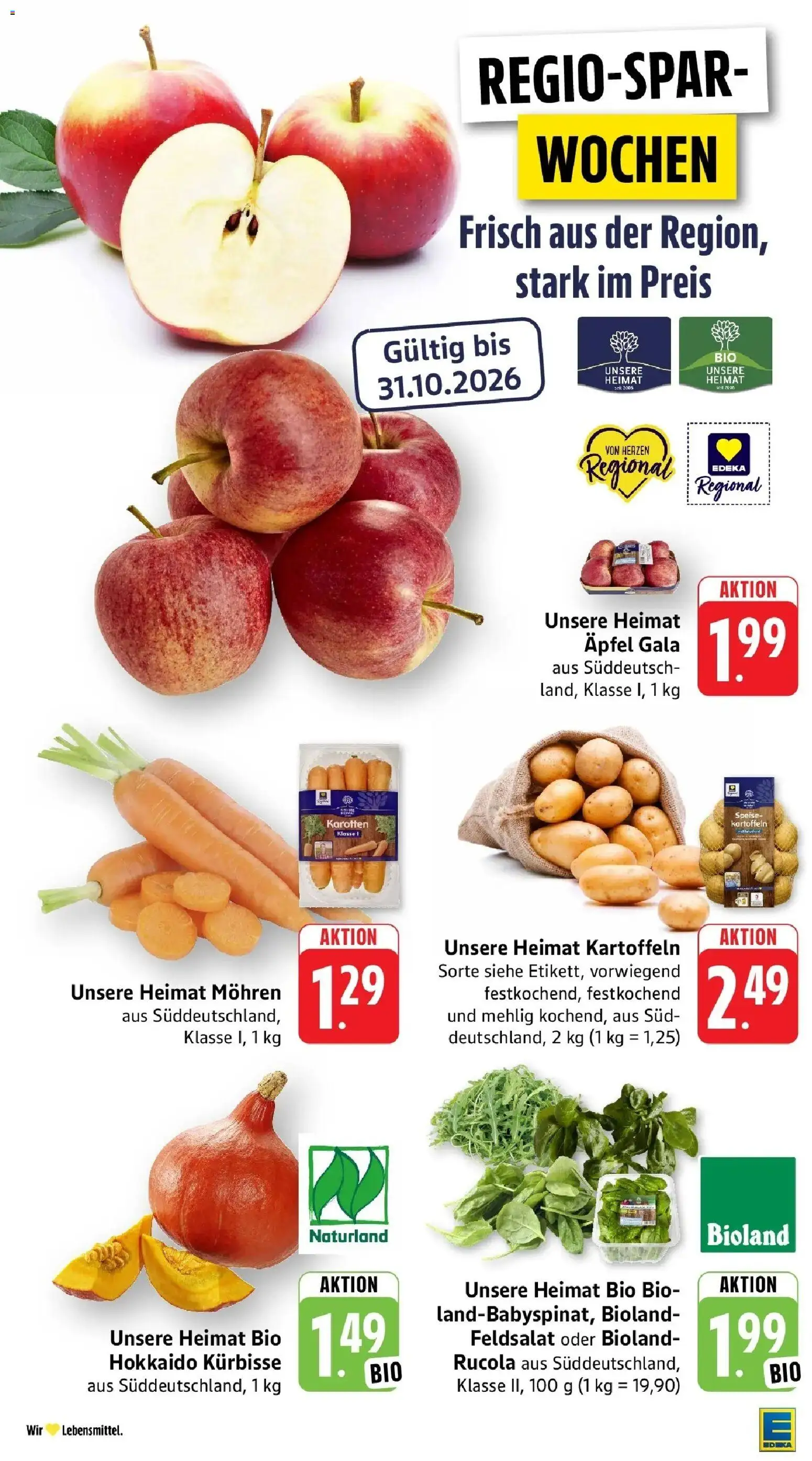Edeka Prospekt Weinheim (ab 26.10.2026) » Angebote Online | Seite: 8 | Produkte: Rucola, Äpfel, Mohren, Kartoffeln