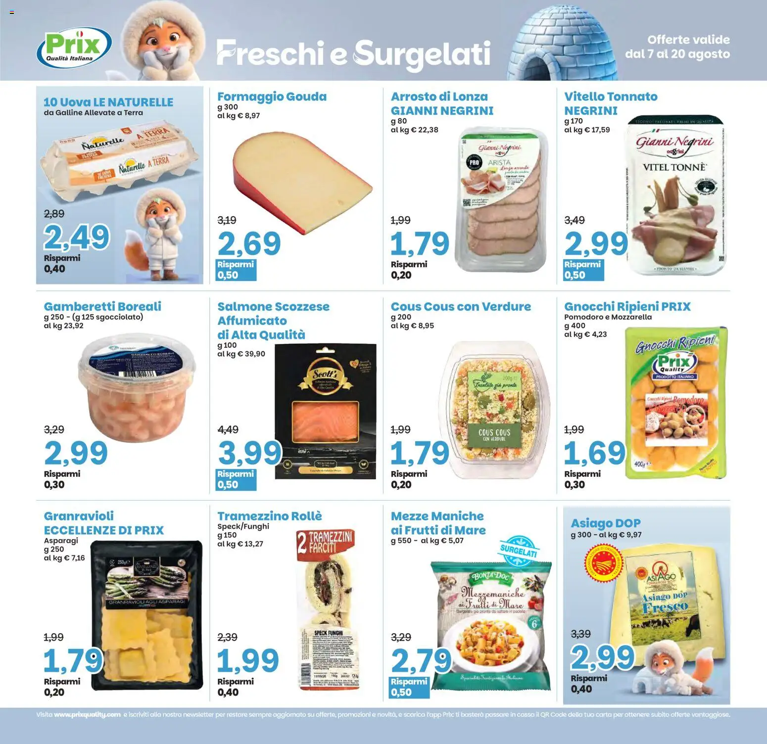 Volantino Prix del 07/08/2026 | Pagina: 7 | Prodotti: Salmone, Mozzarella, Gamberetti, Terra