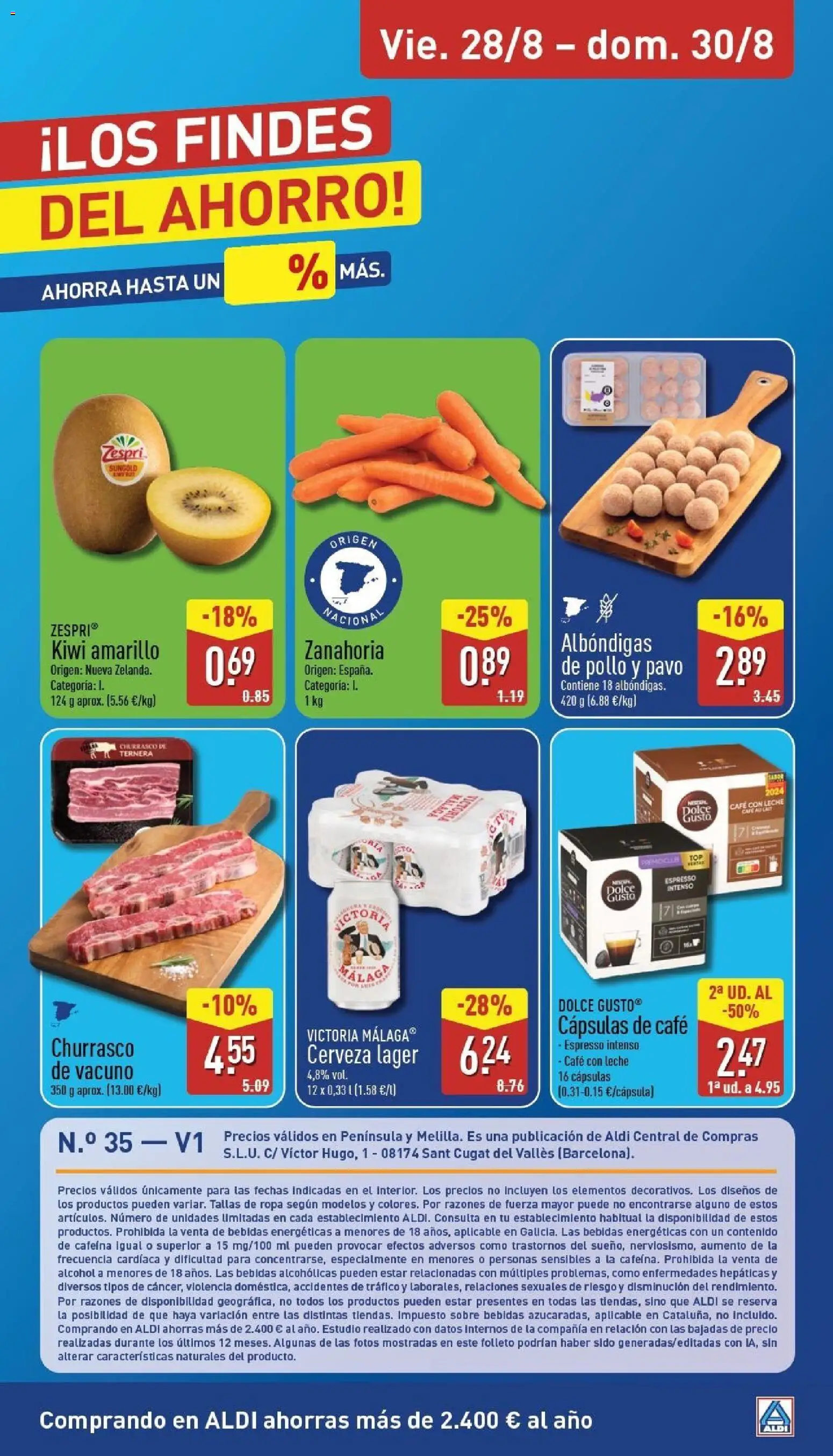 Aldi folleto Península │ válido desde el 24/08/2026 | Página: 32 | Productos: Café con leche, Kiwi, Bebidas, Pavo