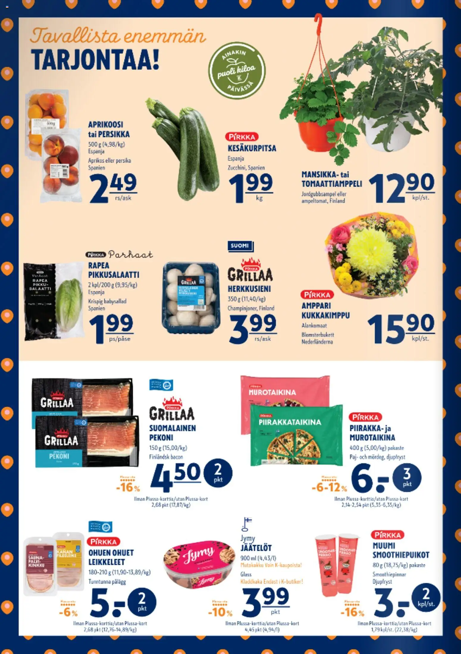 K-Supermarket tarjoukset – voimassa 21.05.2026 alkaen | Sivu: 2 | Tuotteet: Aprikoosi, Persikka, Piirakka, Salaatti