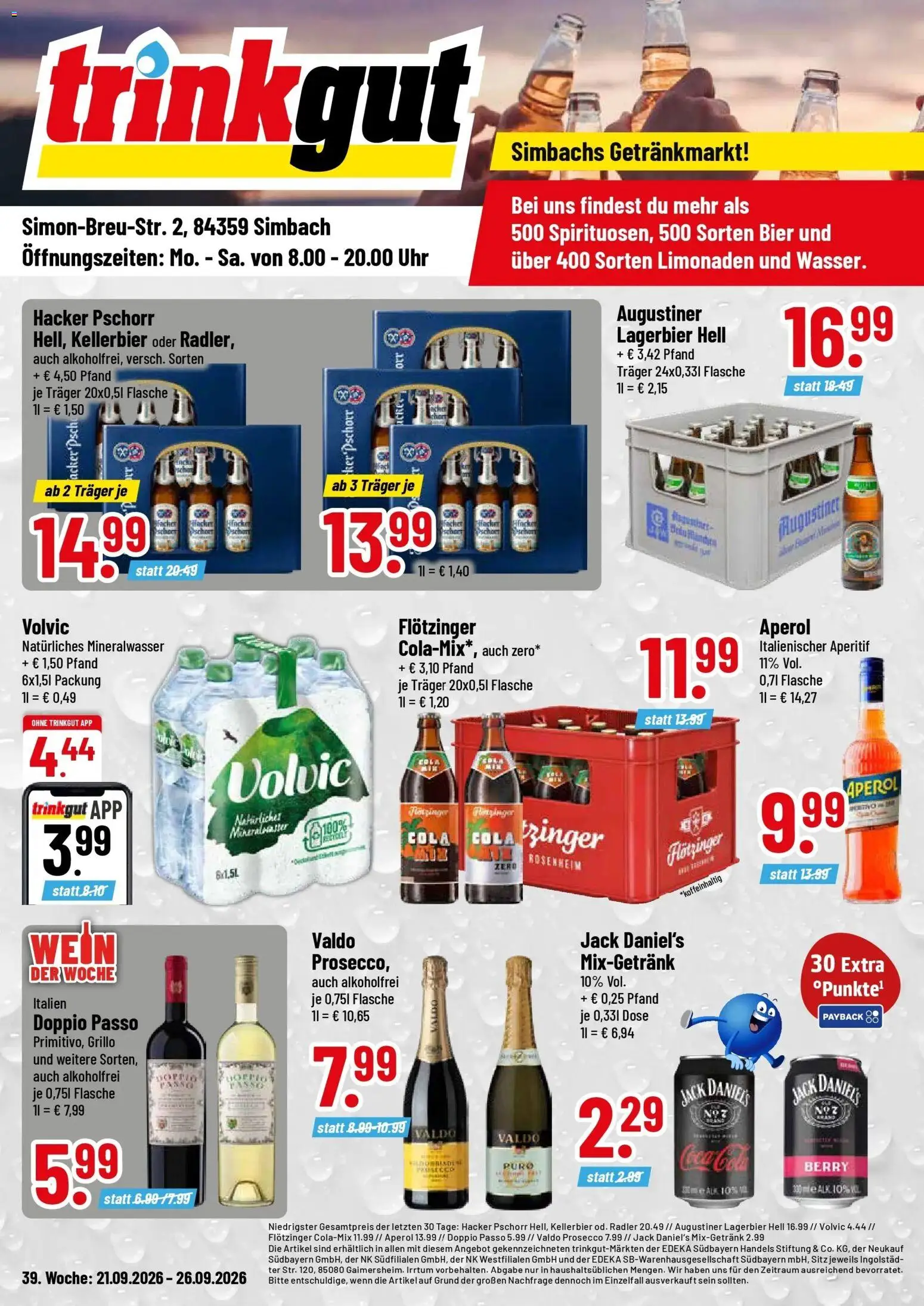 Trinkgut Montag, 21. September Aktionspreise