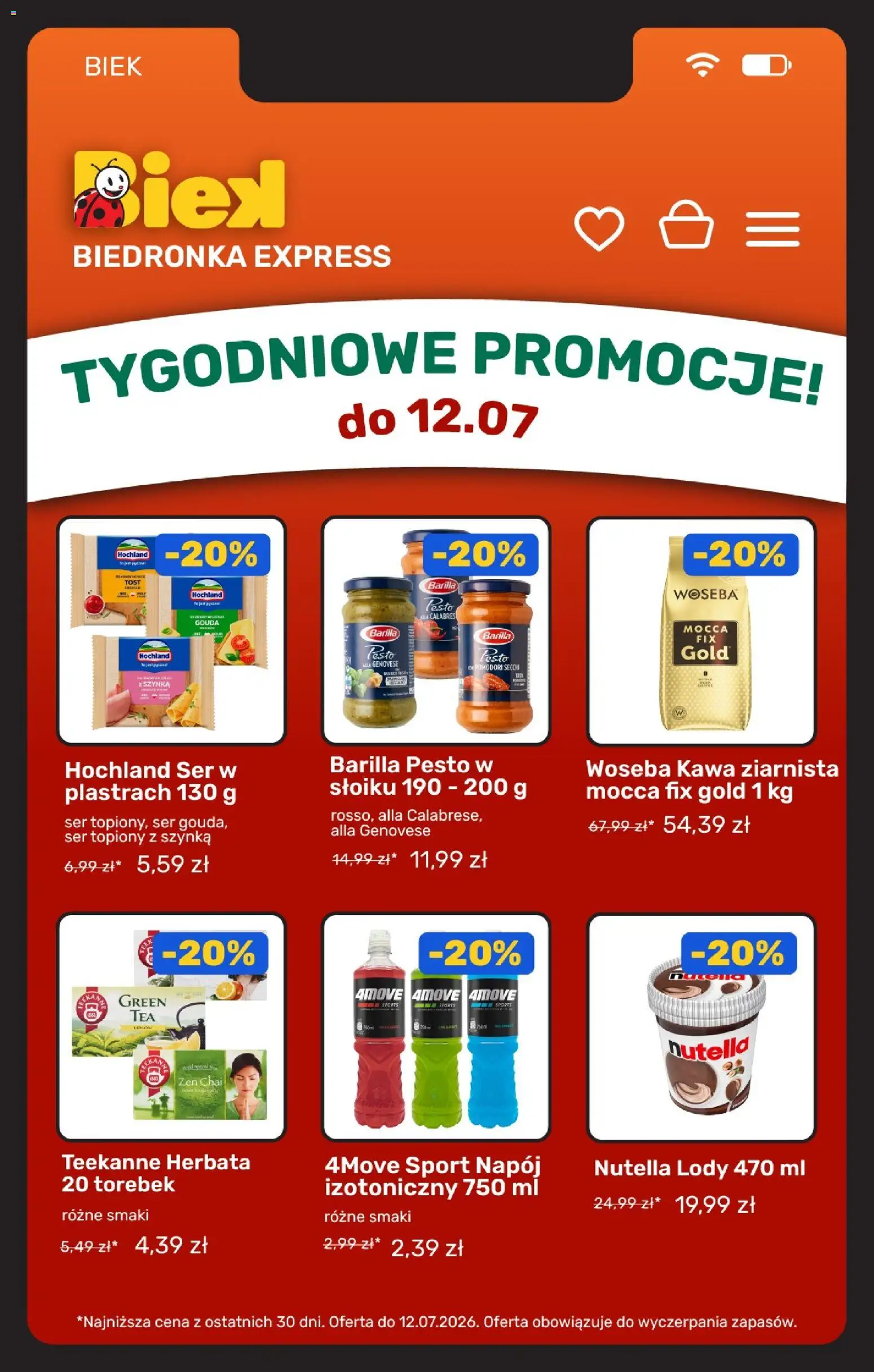 Biedronka gazetka - Biek od 10.07.2026 | Strona: 5 | Produkty: Nutella, Kawa ziarnista, Kawa, Lody