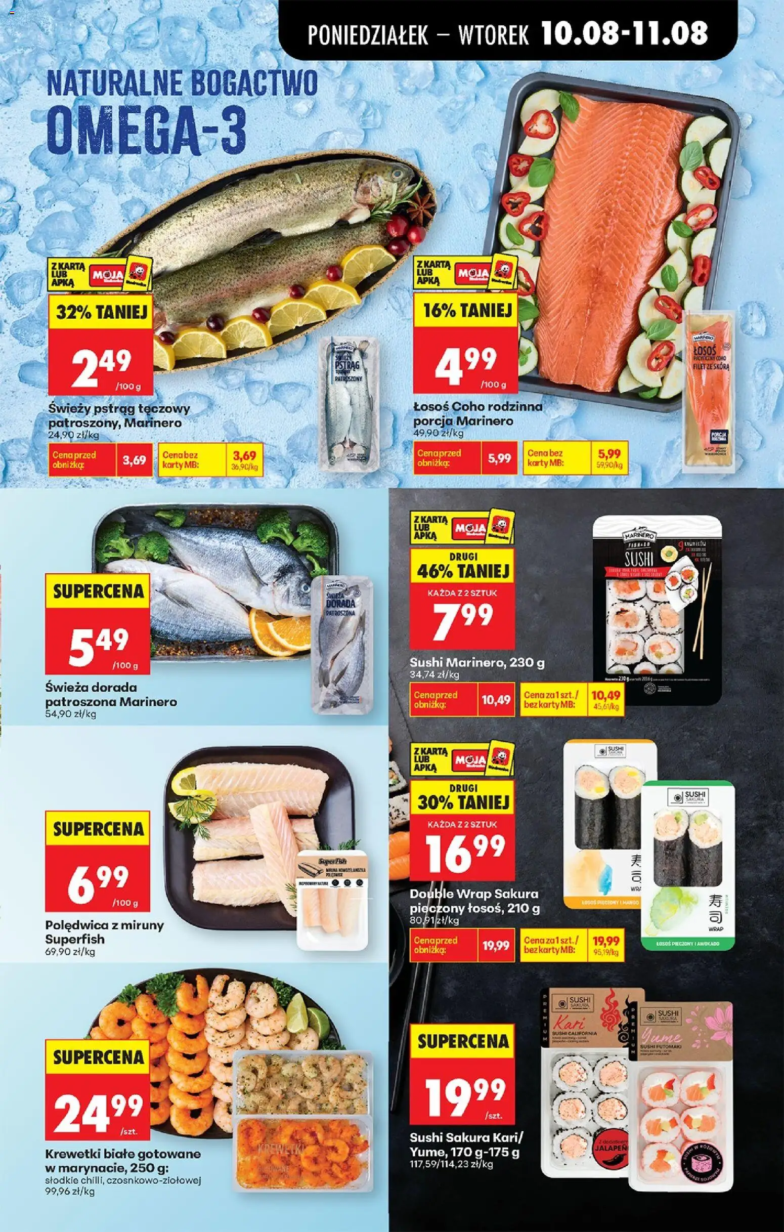 Biedronka gazetka od 10.08.2026 | Strona: 39 | Produkty: Mango, Krewetki, Sushi marinero, Filet