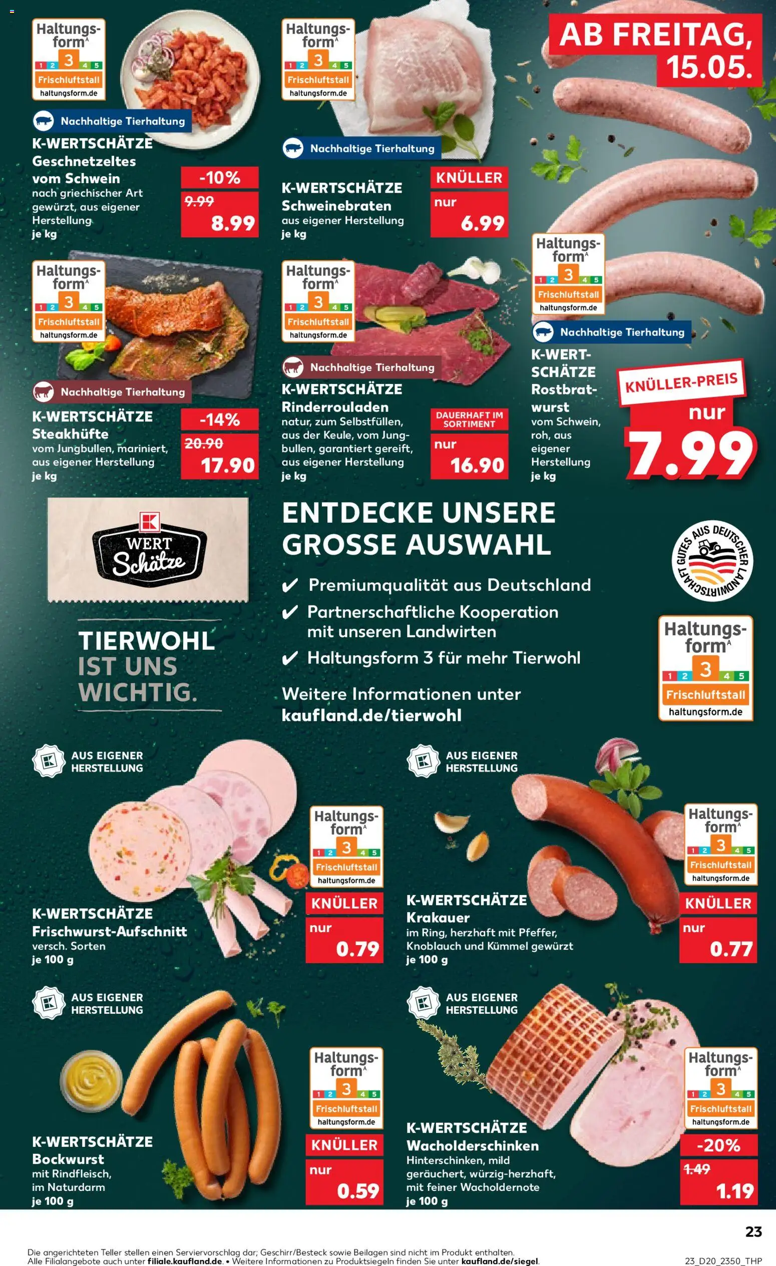 Kaufland Prospekt Völklingen	 – gültig ab 15.05.2026 | Seite: 23 | Produkte: Rinderrouladen, Bockwurst, Wurst, Steak