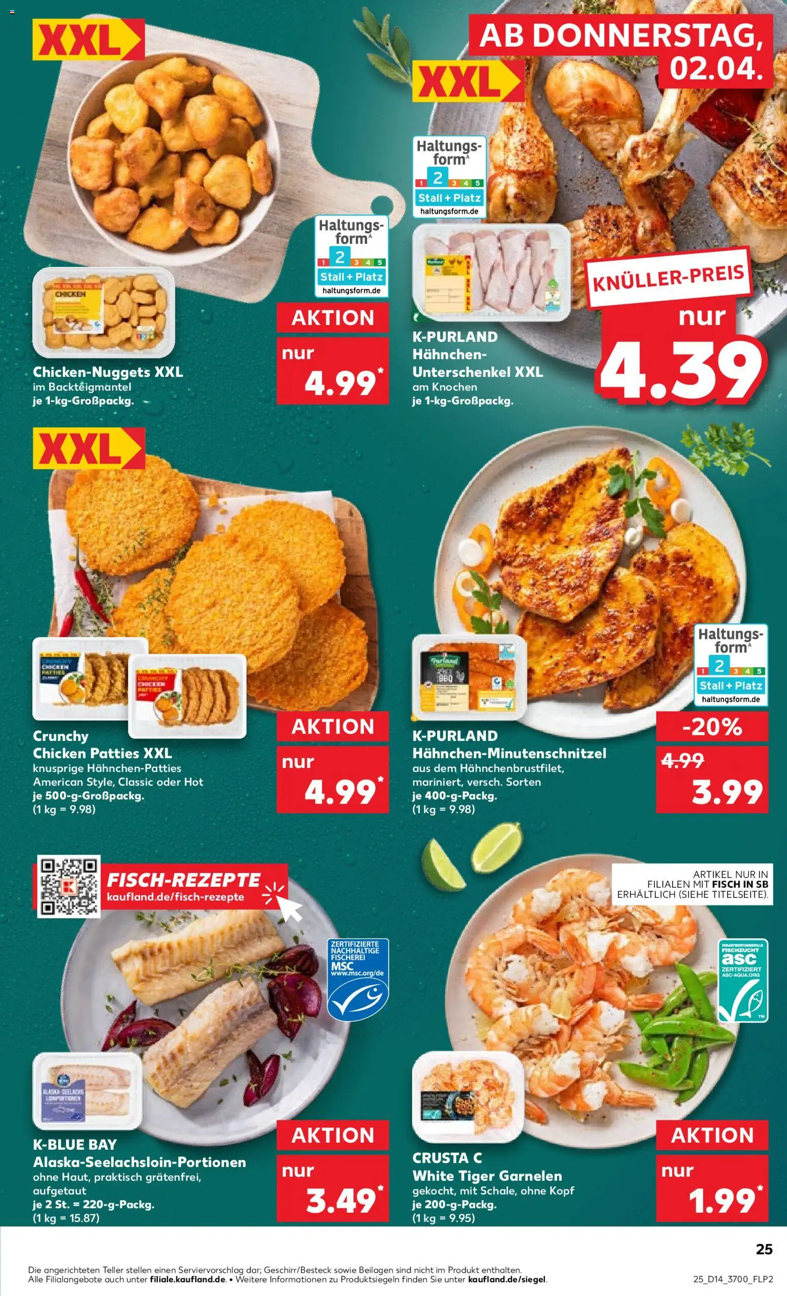 Kaufland Prospekt Rostock	 – gültig ab 02.04.2026 | Seite: 25 | Produkte: Hahnchen, Garnelen, Fisch, Tiger garnelen