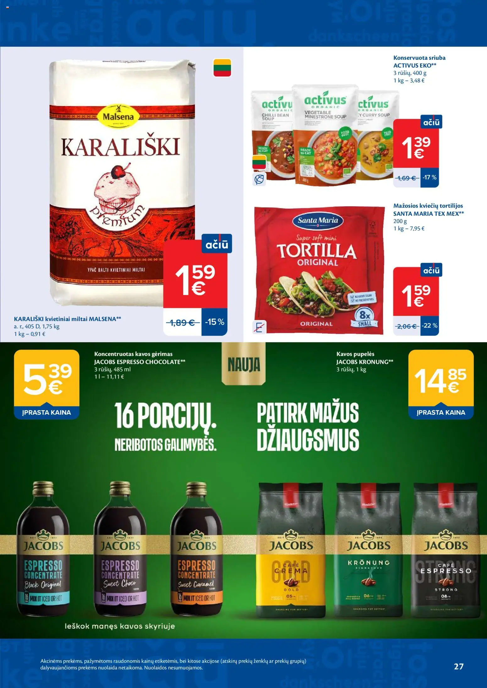 MAXIMA akcijos nuo 2026.08.11 | Puslapis: 27 | Prekių: Pupelės, Kavos pupelės, Miltai