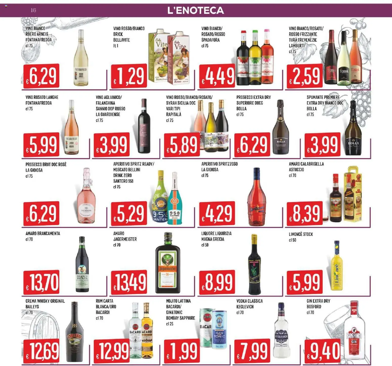 Volantino SISA del 20/08/2026 | Pagina: 16 | Prodotti: Vino rosato, Vino, Jägermeister, Bombay Sapphire