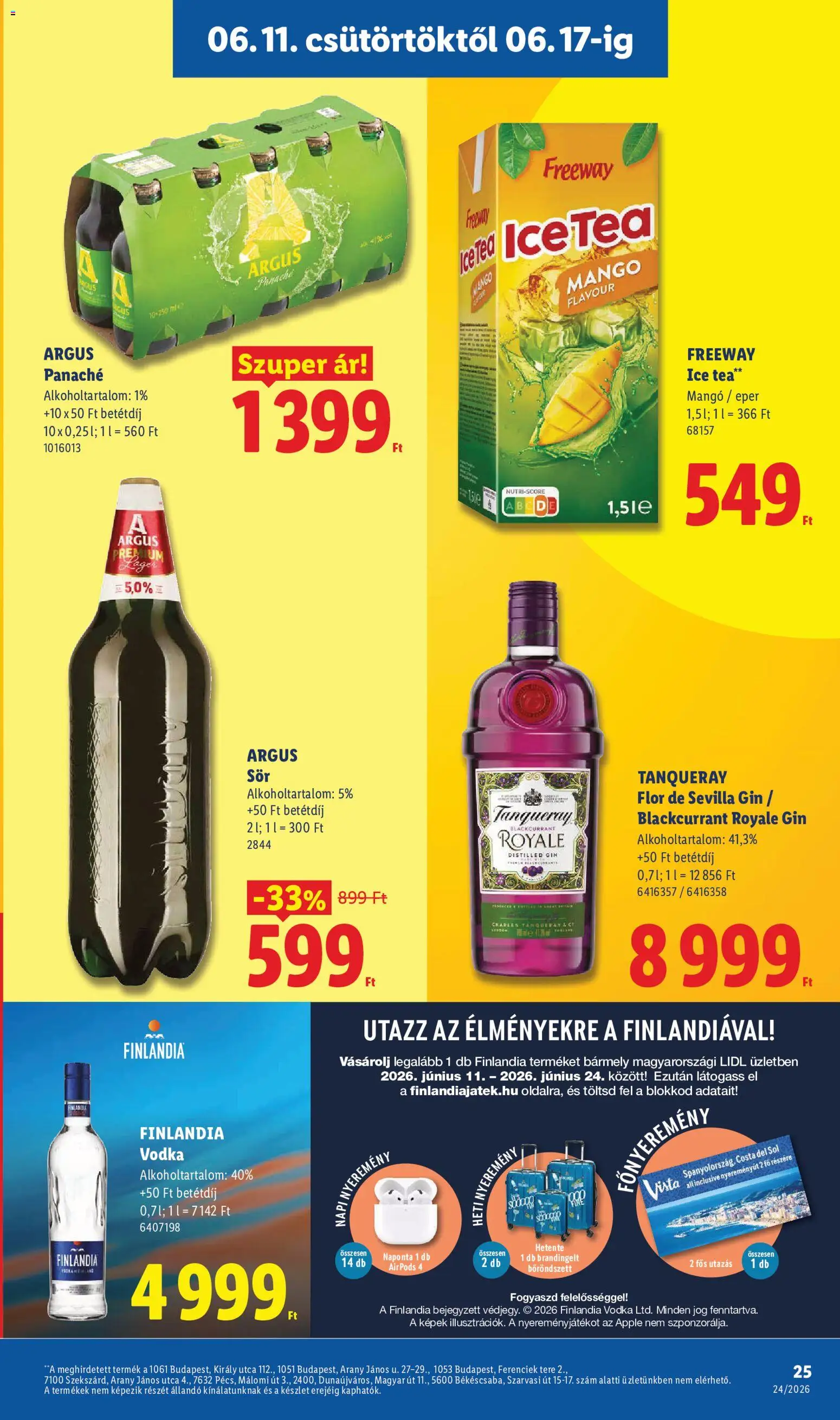 Lidl akciós ujság - amely érvényes a következő dátumtól: 11.06.2026 | Oldal: 25 | Termékek: Ice tea, Sör, Tea, Mangó