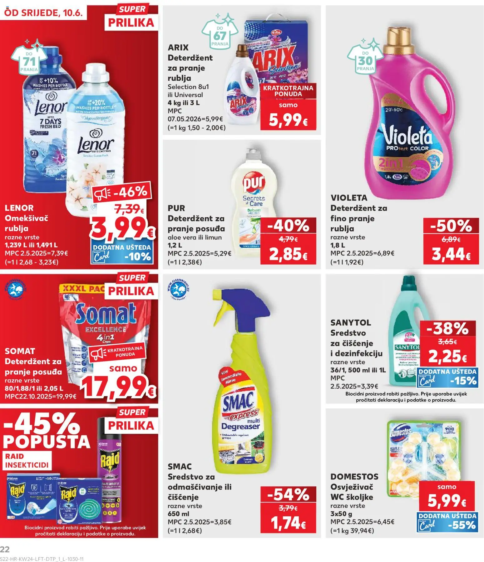 Kaufland katalog | vrijedi od 10.06.2026 | Stranica: 22 | Proizvodi: Deterdžent za pranje posuđa, Limun, Somat, Smac