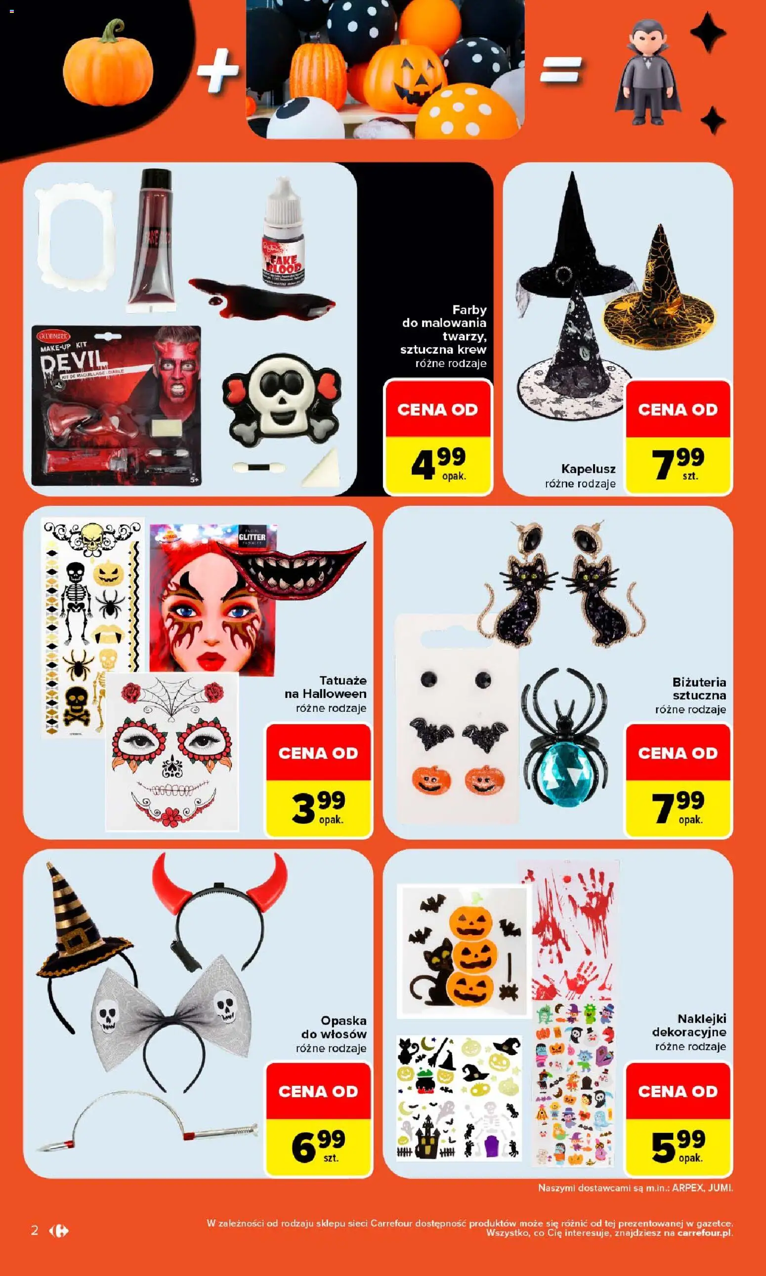 Carrefour gazetka - Halloween od 05.10.2026 | Strona: 2 | Produkty: Kapelusz, Naklejki