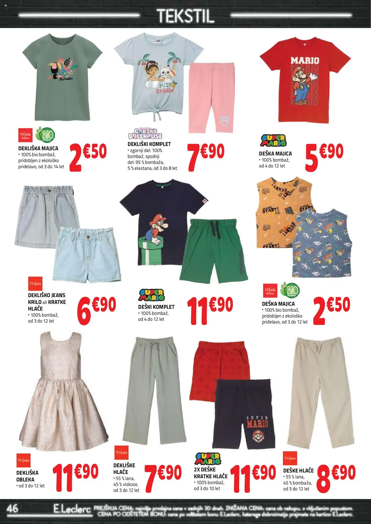Novi E.leclerc katalog ponudbe – veljaven od 29.04.2026 | Stran: 46 | Izdelki: Krilo, Majica, Kratke hlace, Obleka