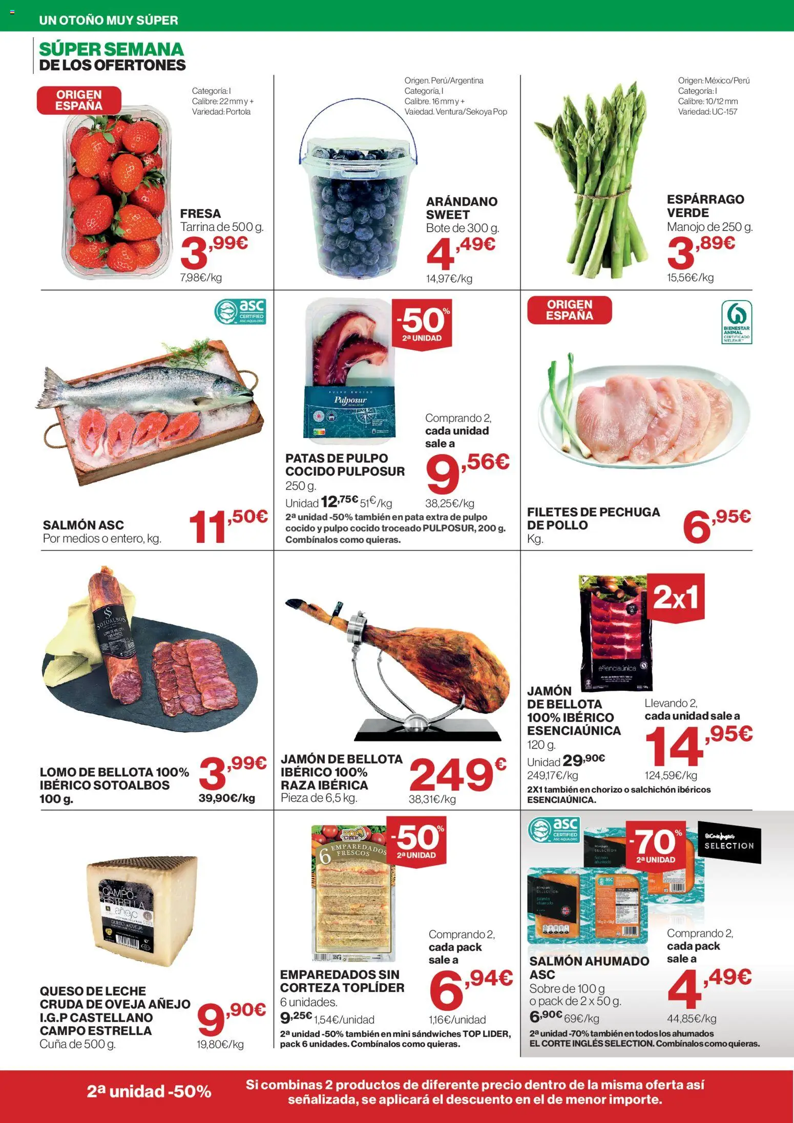 Hipercor - Semana de los Ofertones │ válido desde el 15/10/2026 | Página: 2 | Productos: Leche, Salmón, Salmón ahumado, Pollo
