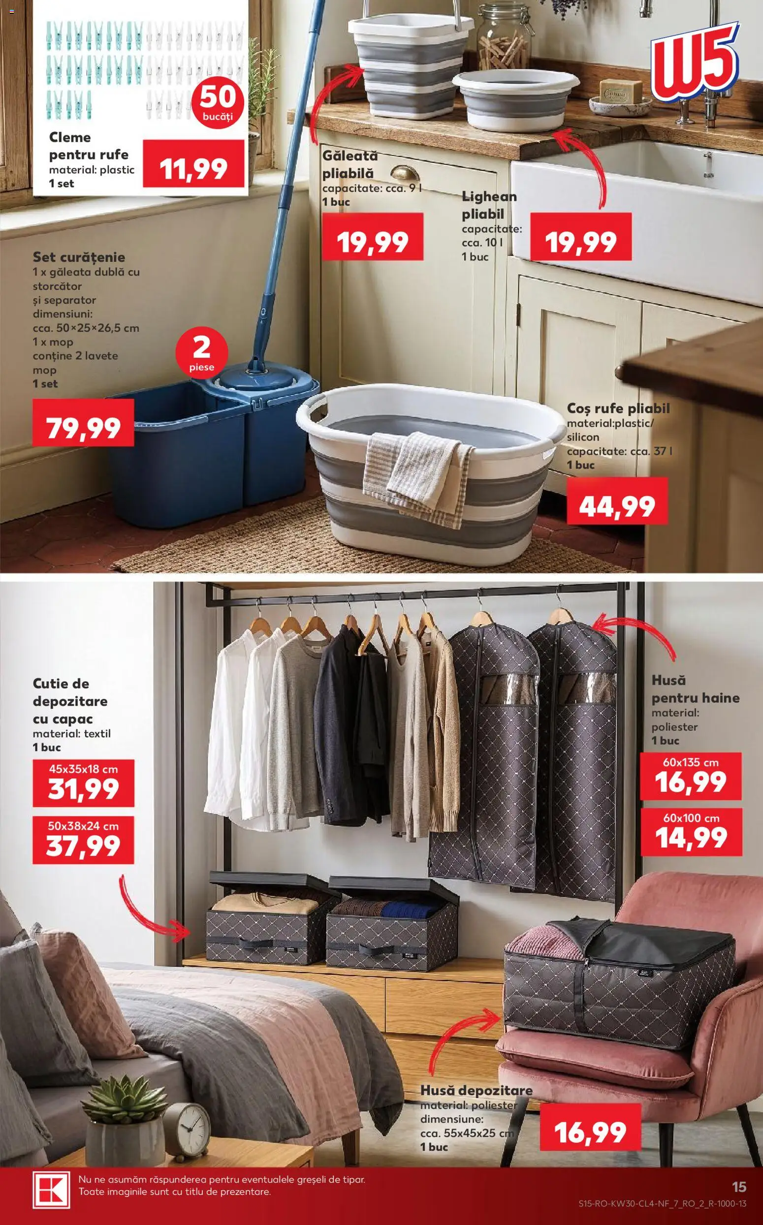 Noul catalog Kaufland – valabil de la 22.07.2026 | Pagină: 15 | Produse: Storcător, Mop, Cutie, Lavete